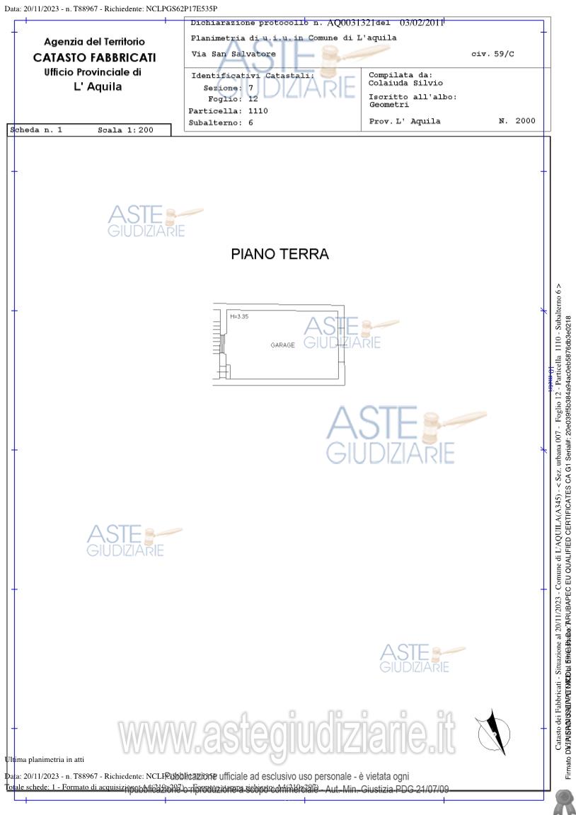Planimetria del bene