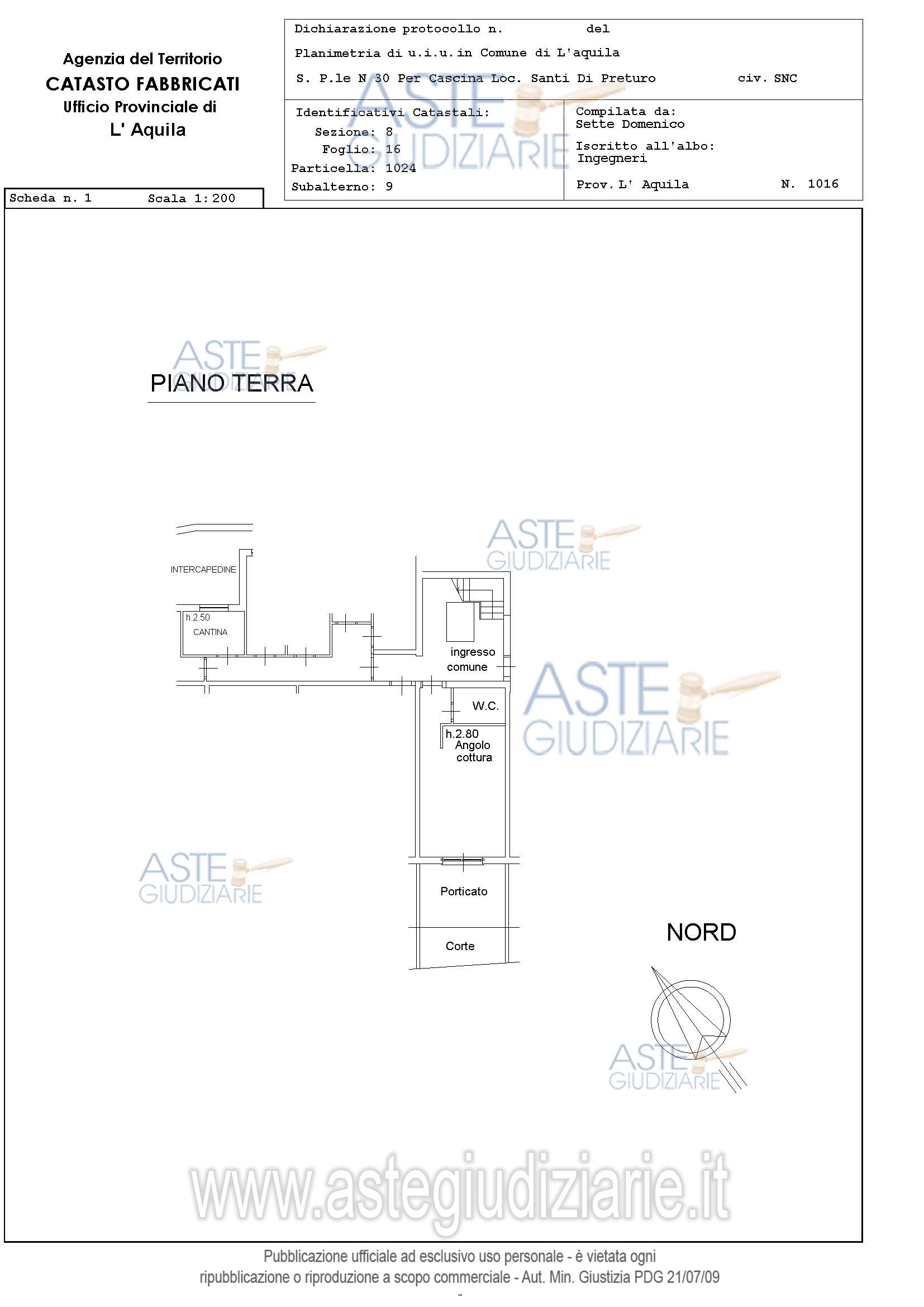 Planimetria del bene