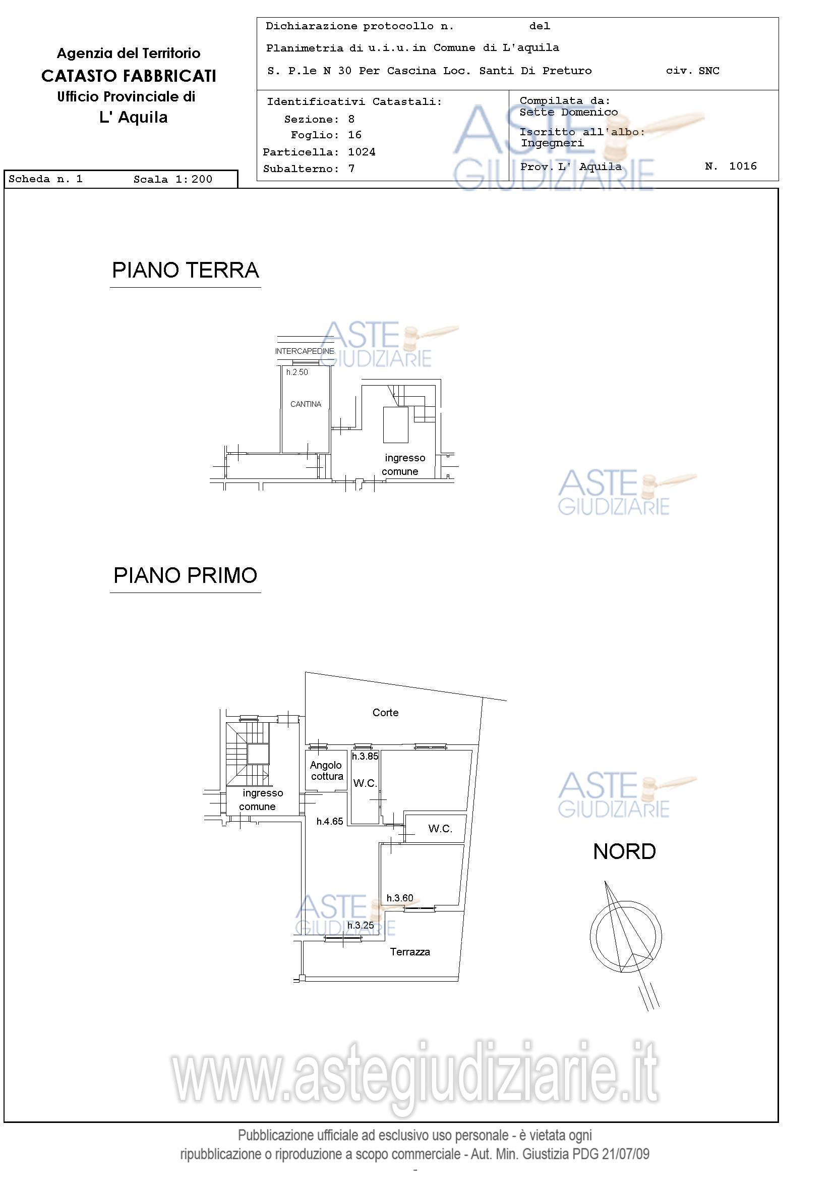 Planimetria del bene