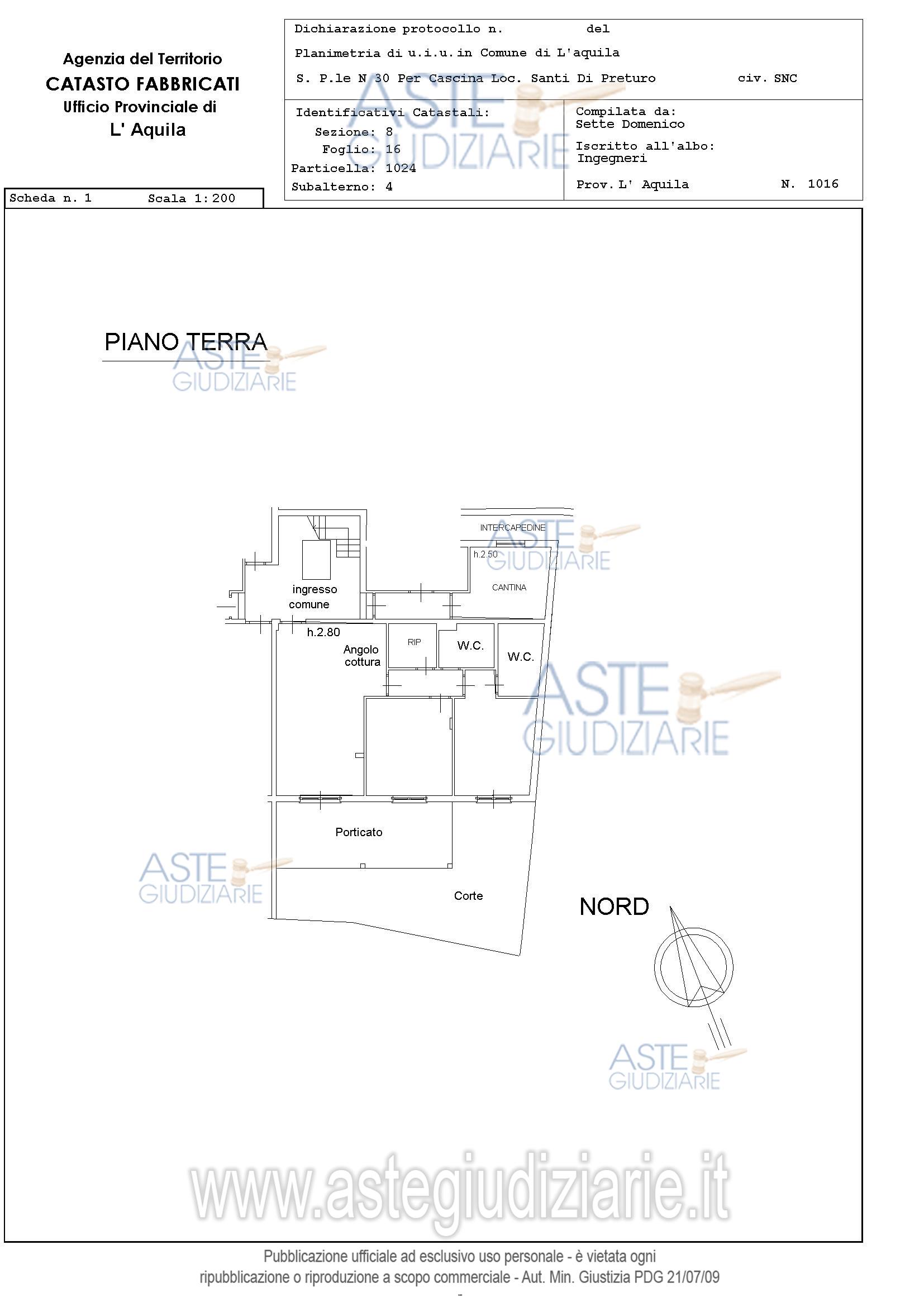 Planimetria del bene