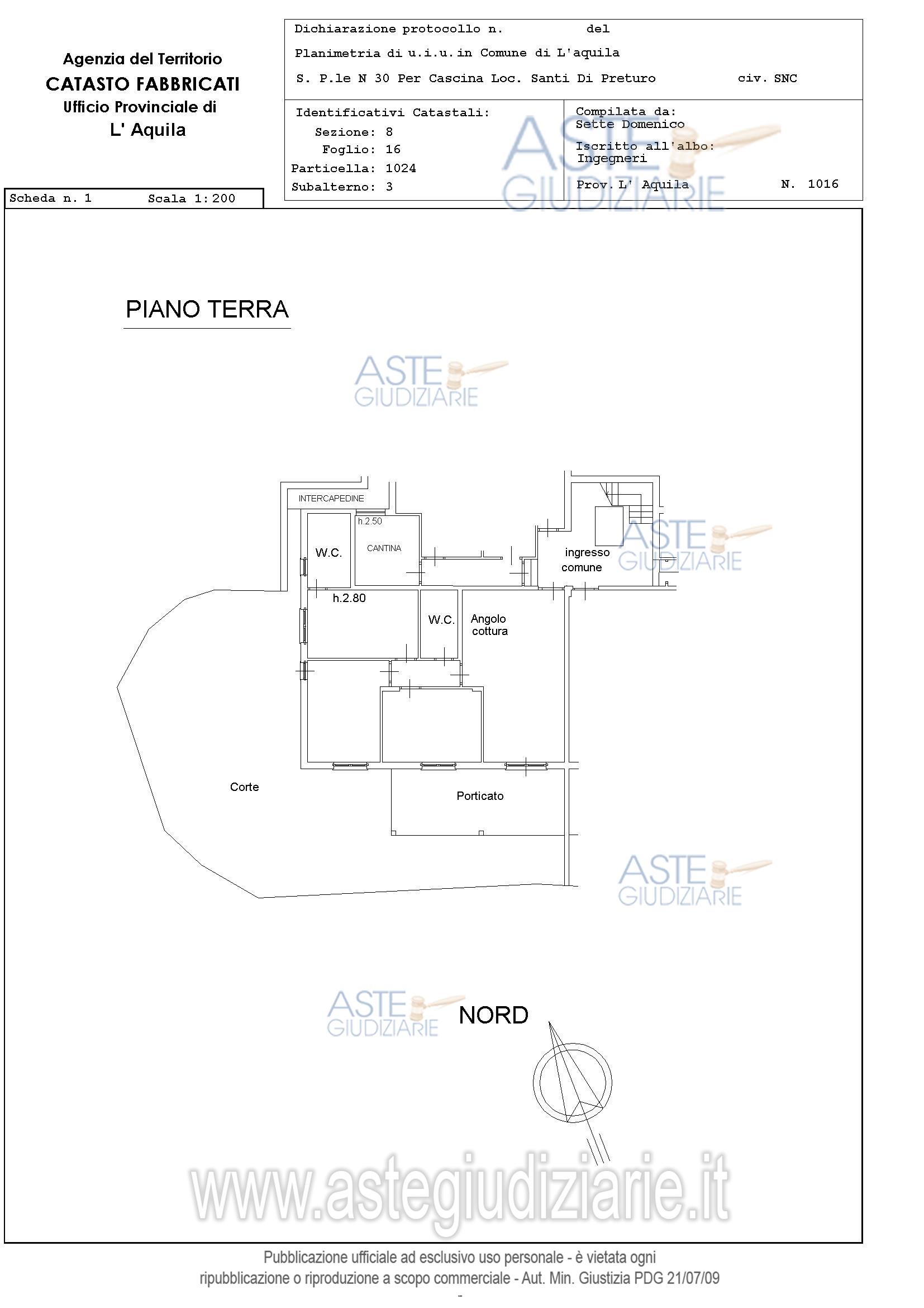 Planimetria del bene