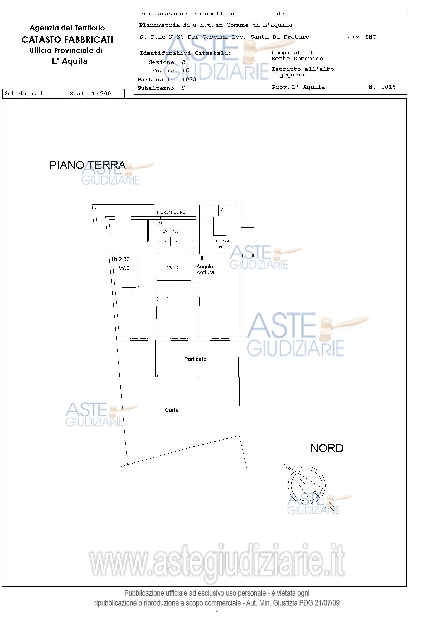 Planimetria del bene