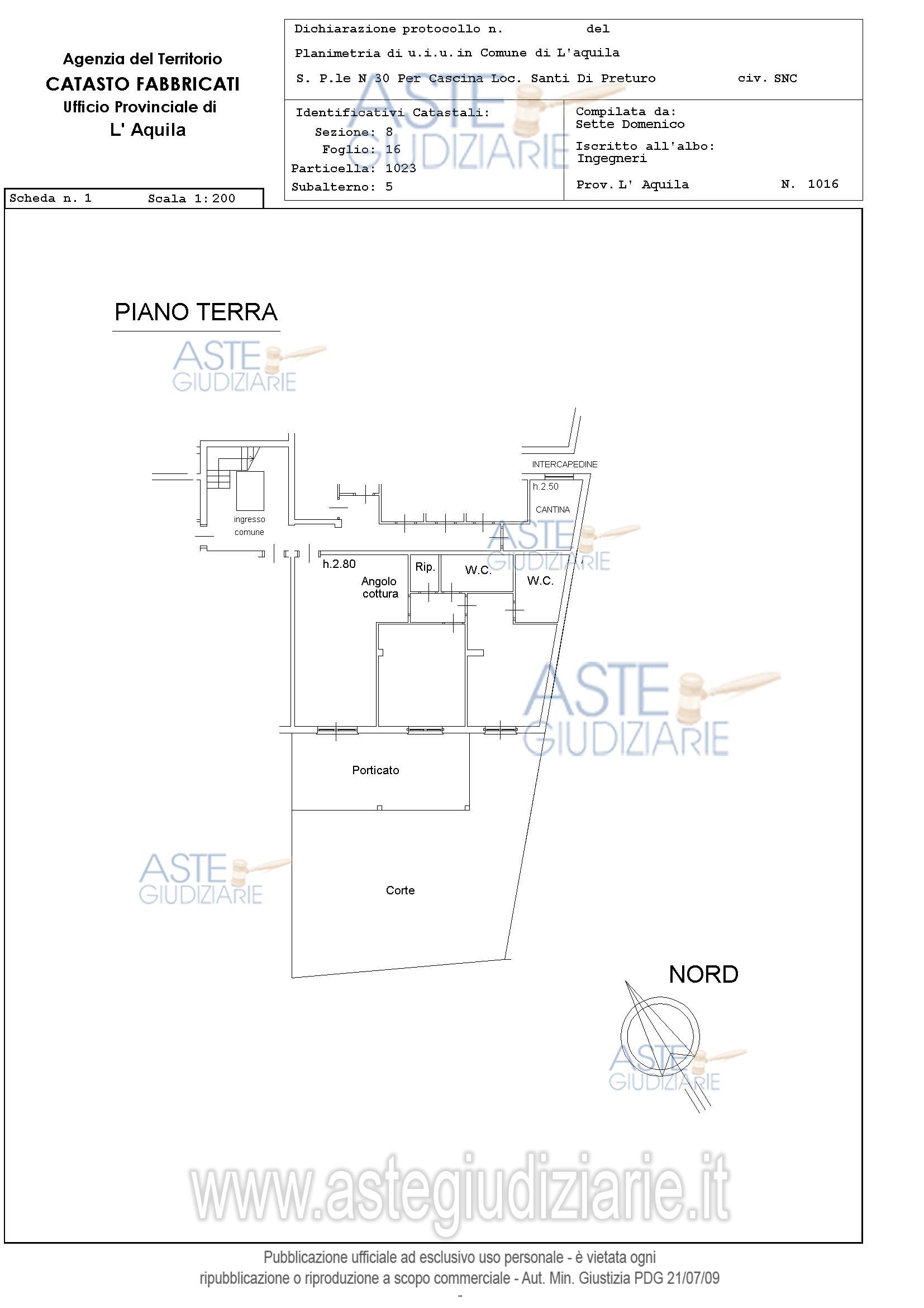 Planimetria del bene