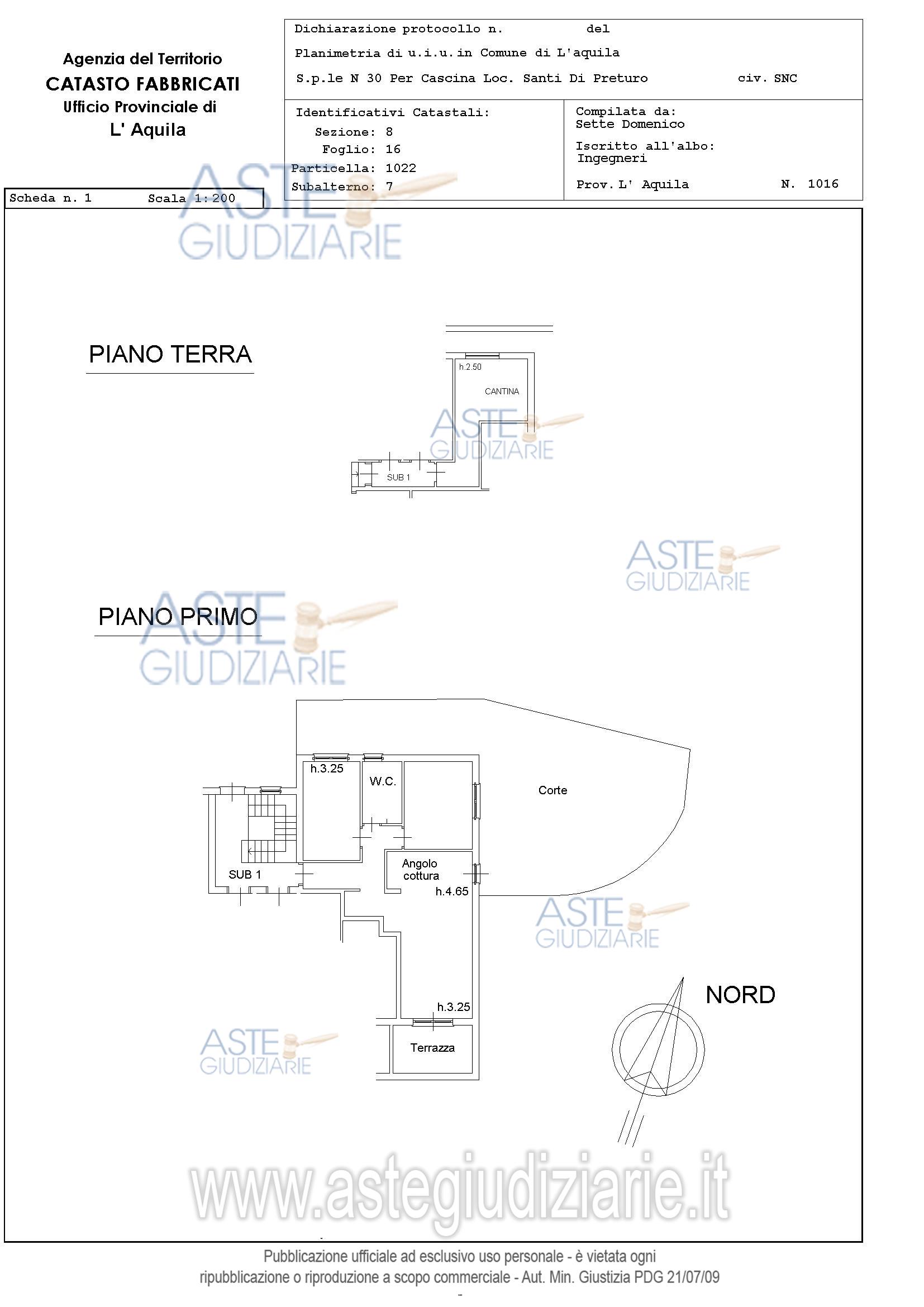 Planimetria del bene