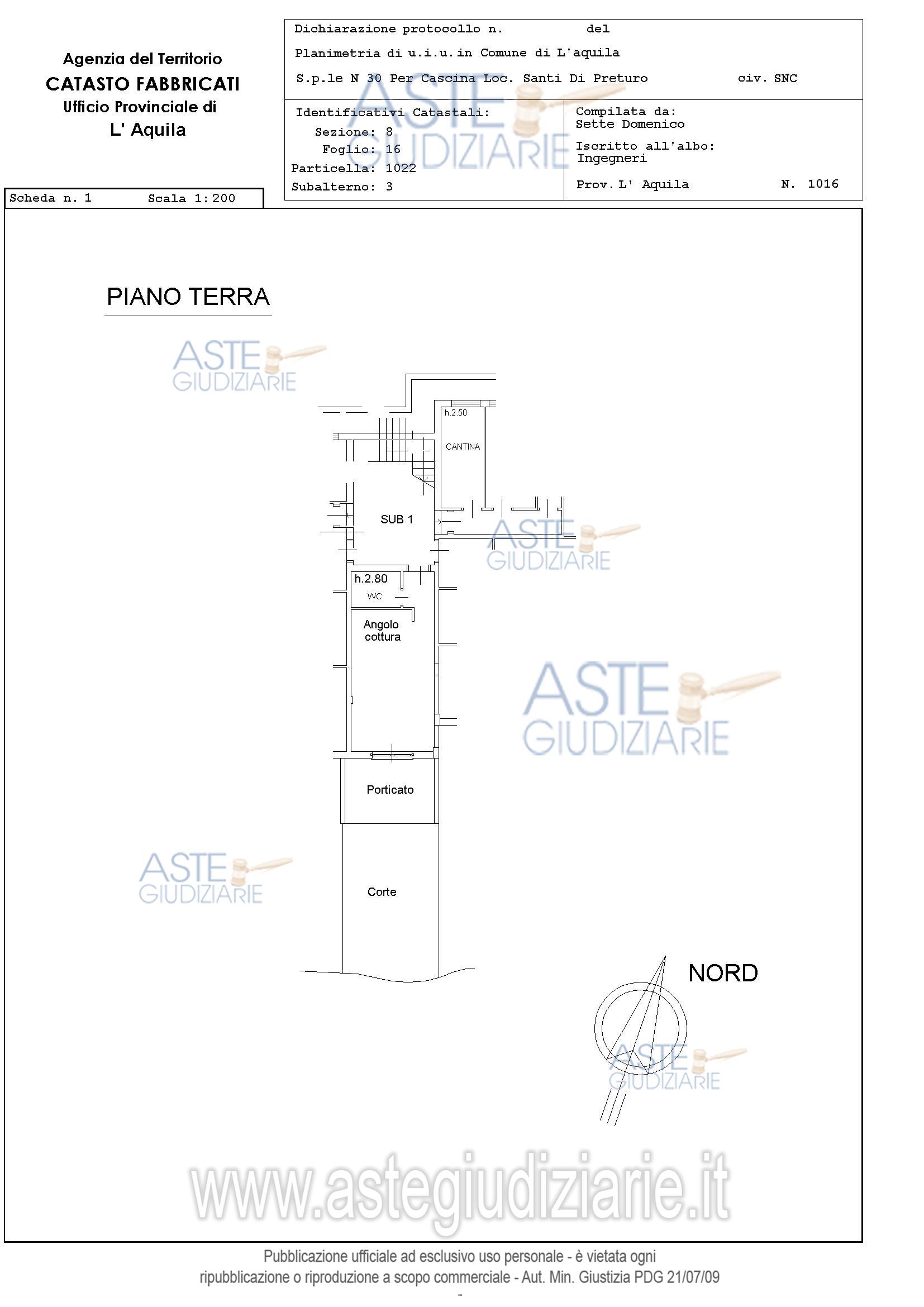 Planimetria del bene
