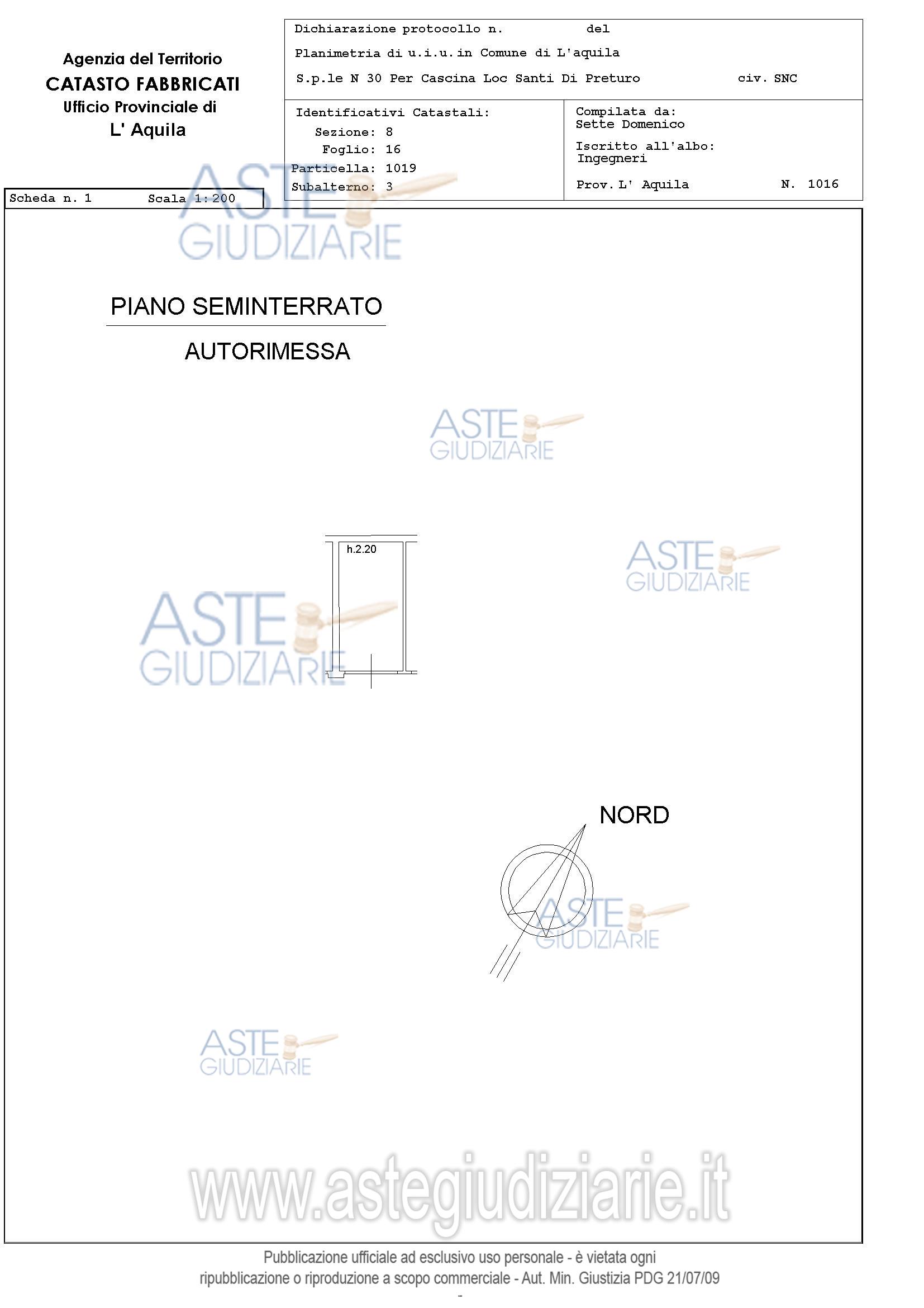 Planimetria del bene