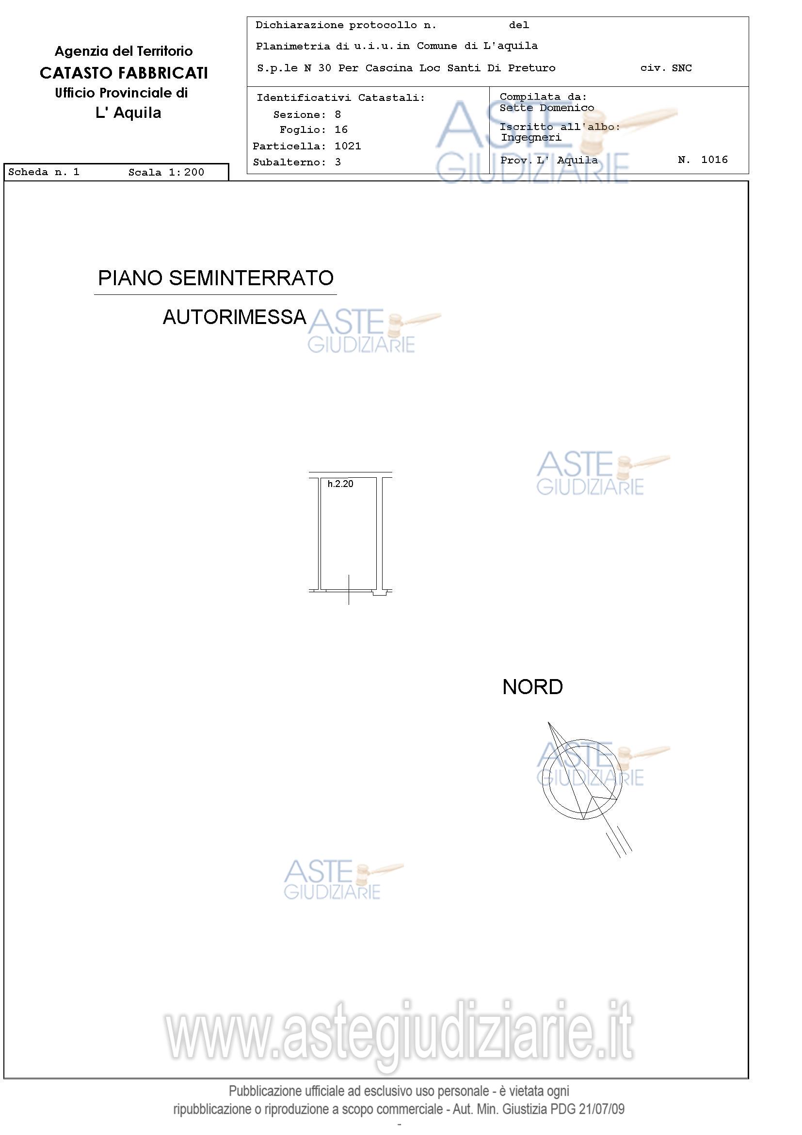 Planimetria del bene