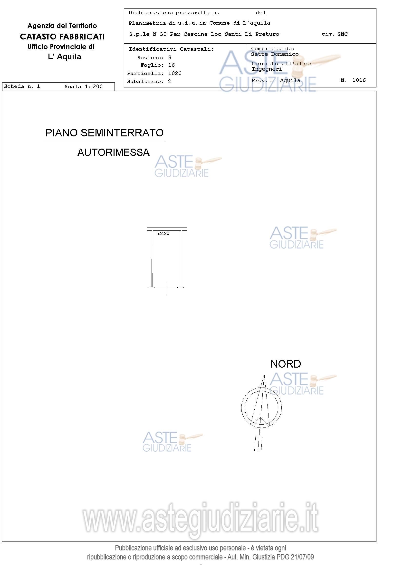 Planimetria del bene