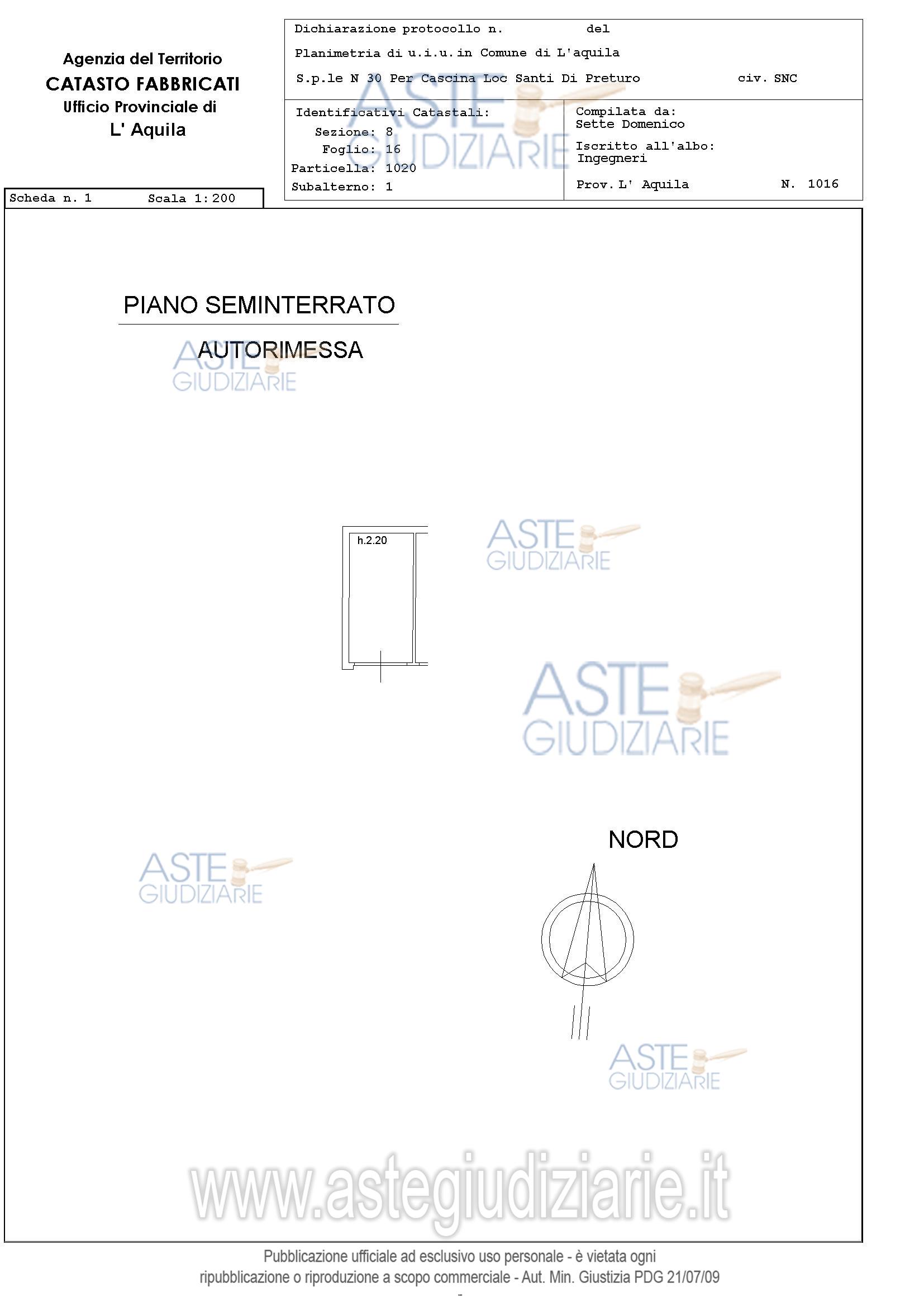 Planimetria del bene