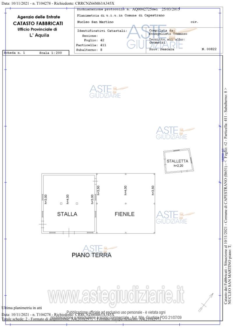 Planimetria del bene