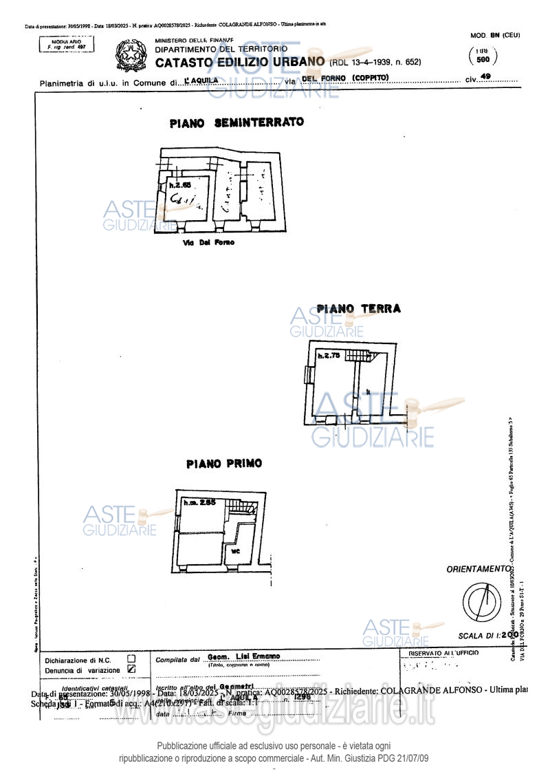 Planimetria del bene