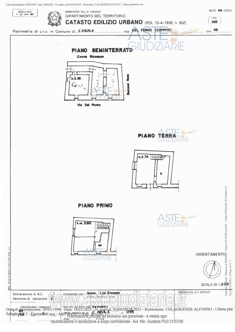 Planimetria del bene
