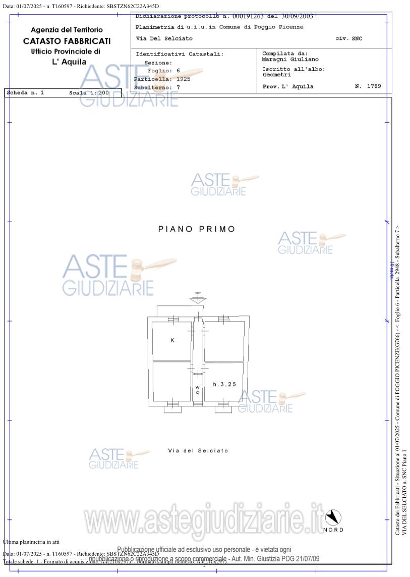 Planimetria del bene