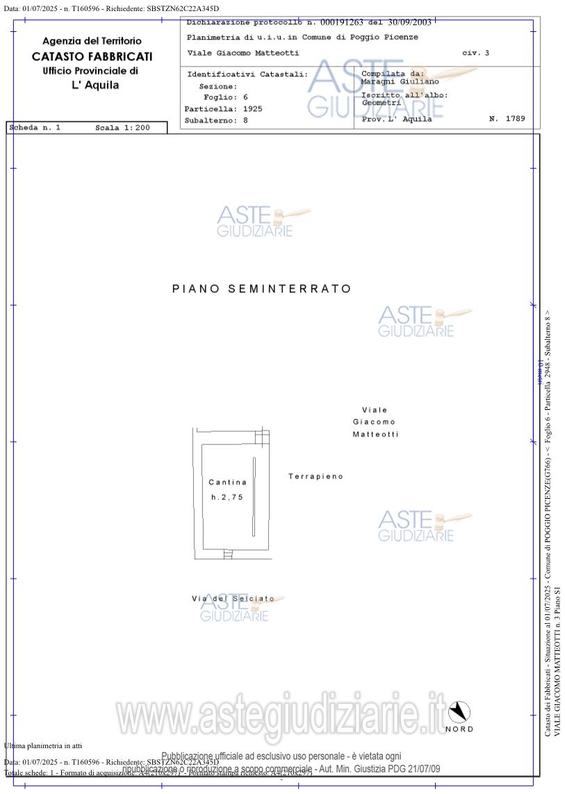 Planimetria del bene