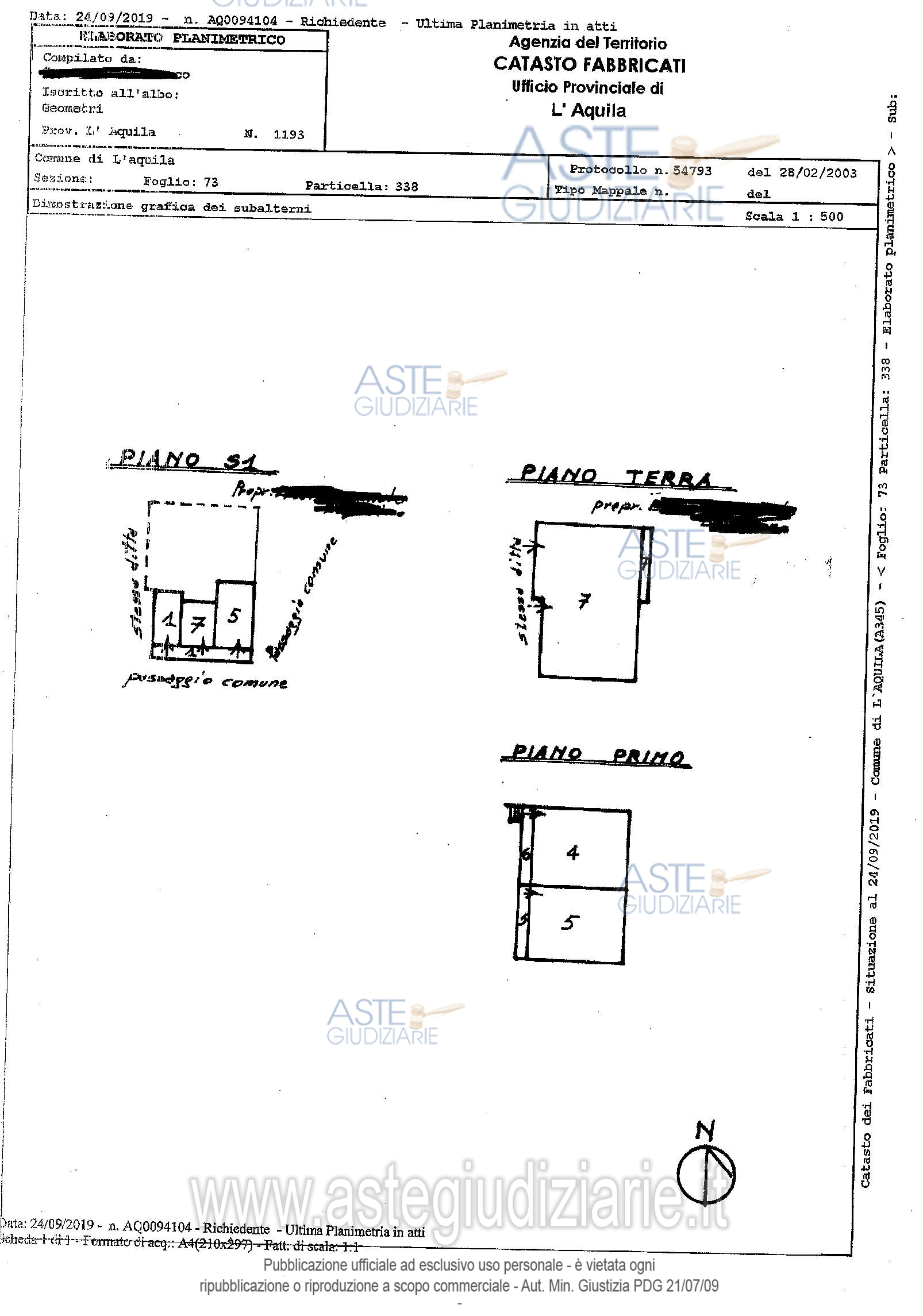 Planimetria del bene