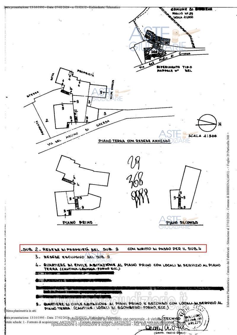 Planimetria del bene
