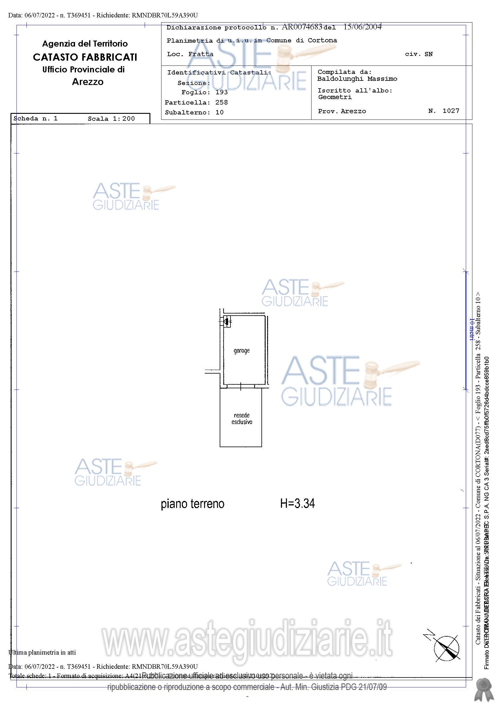 Planimetria del bene