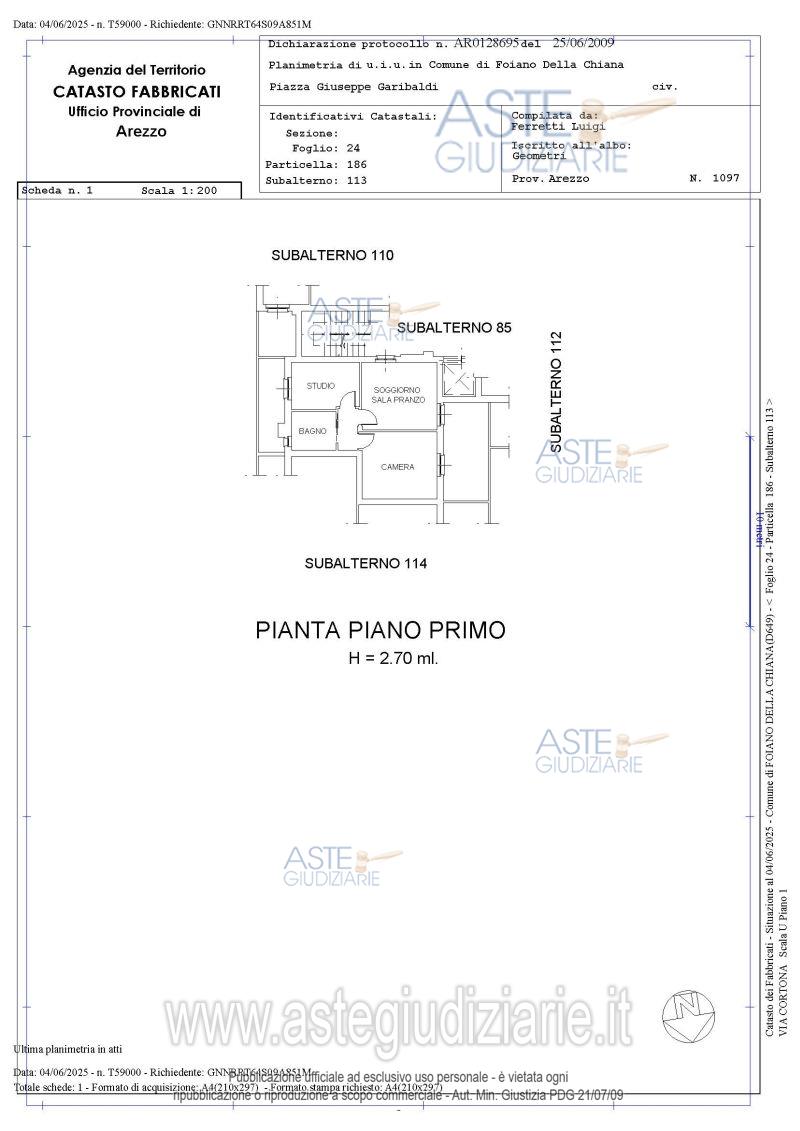 Planimetria del bene