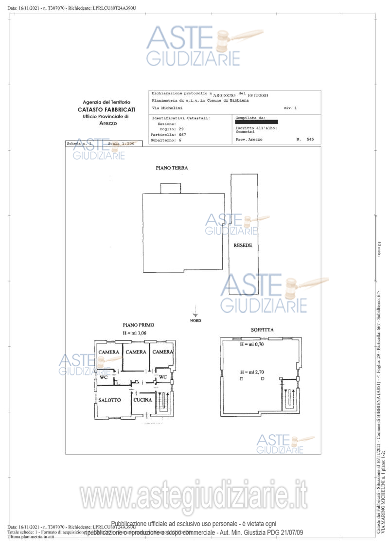 Planimetria del bene