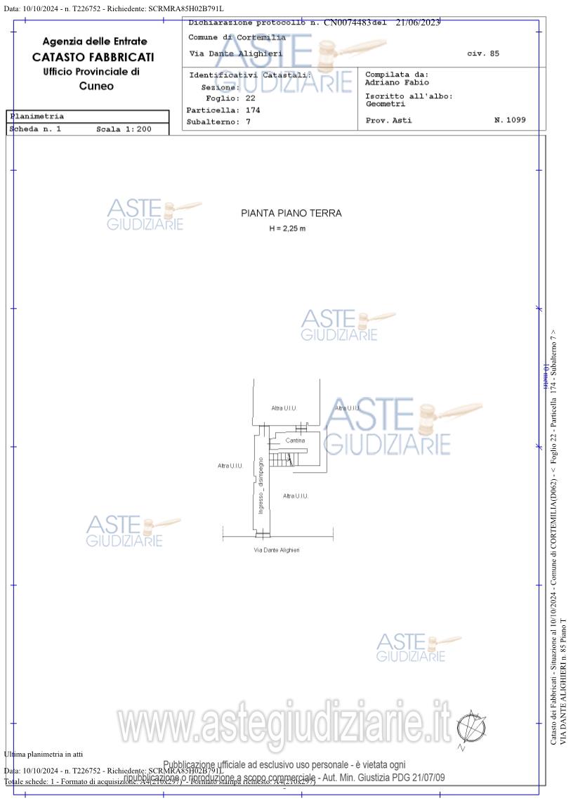 Planimetria del bene