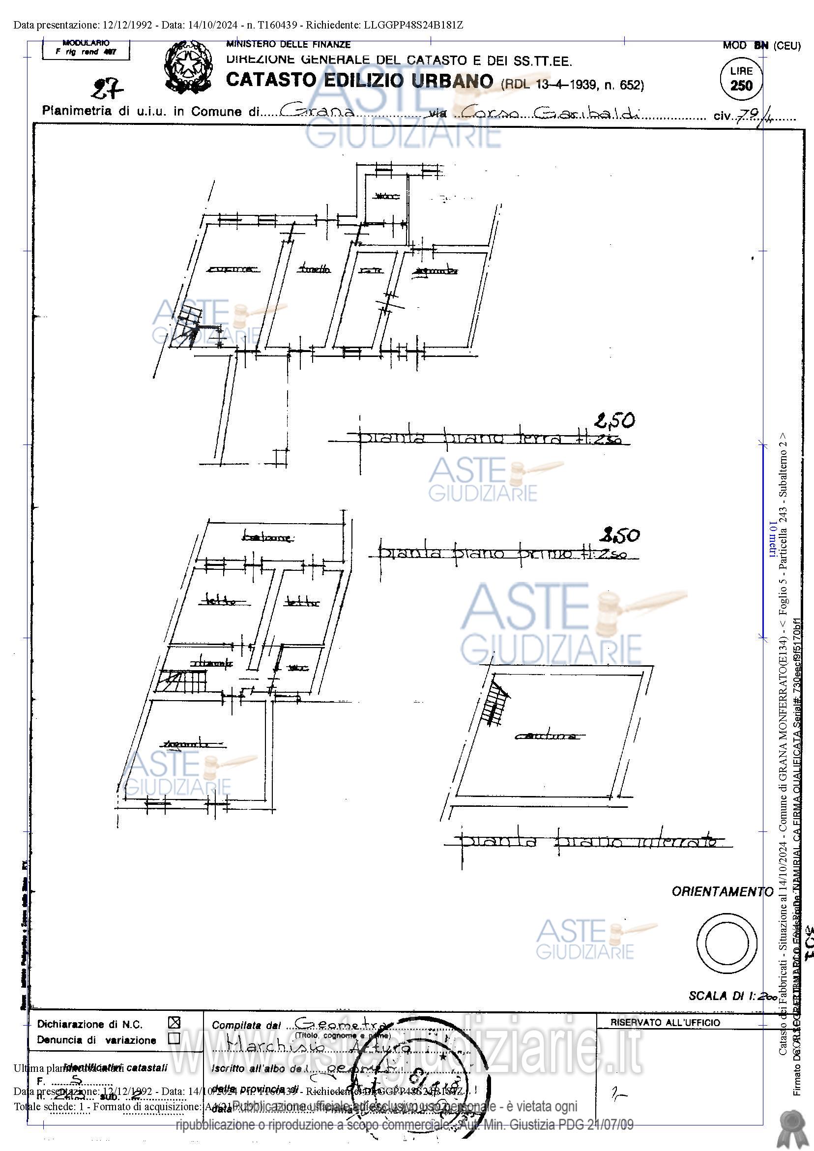 Planimetria del bene