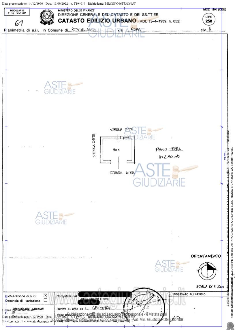 Planimetria del bene