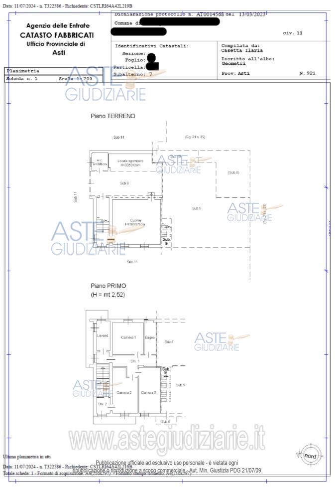 Planimetria del bene