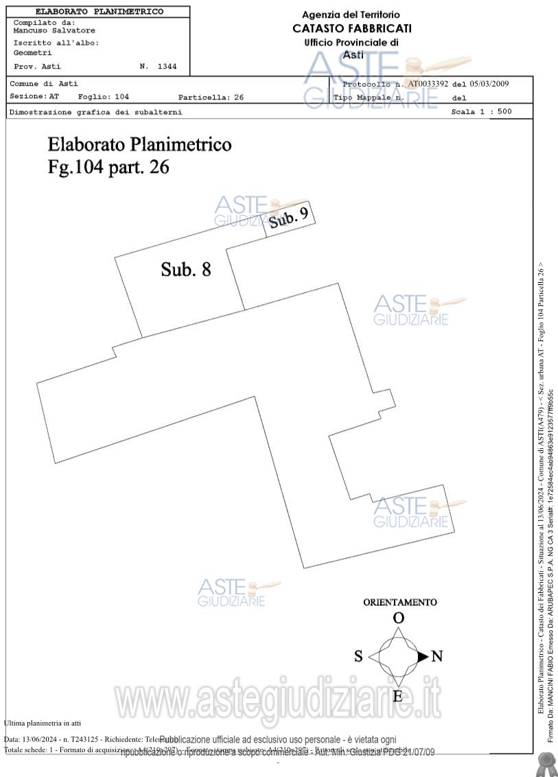 Planimetria del bene