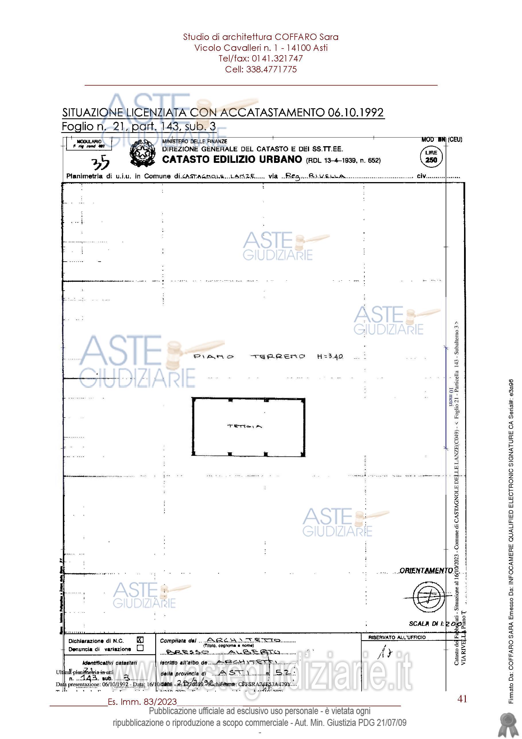 Planimetria del bene