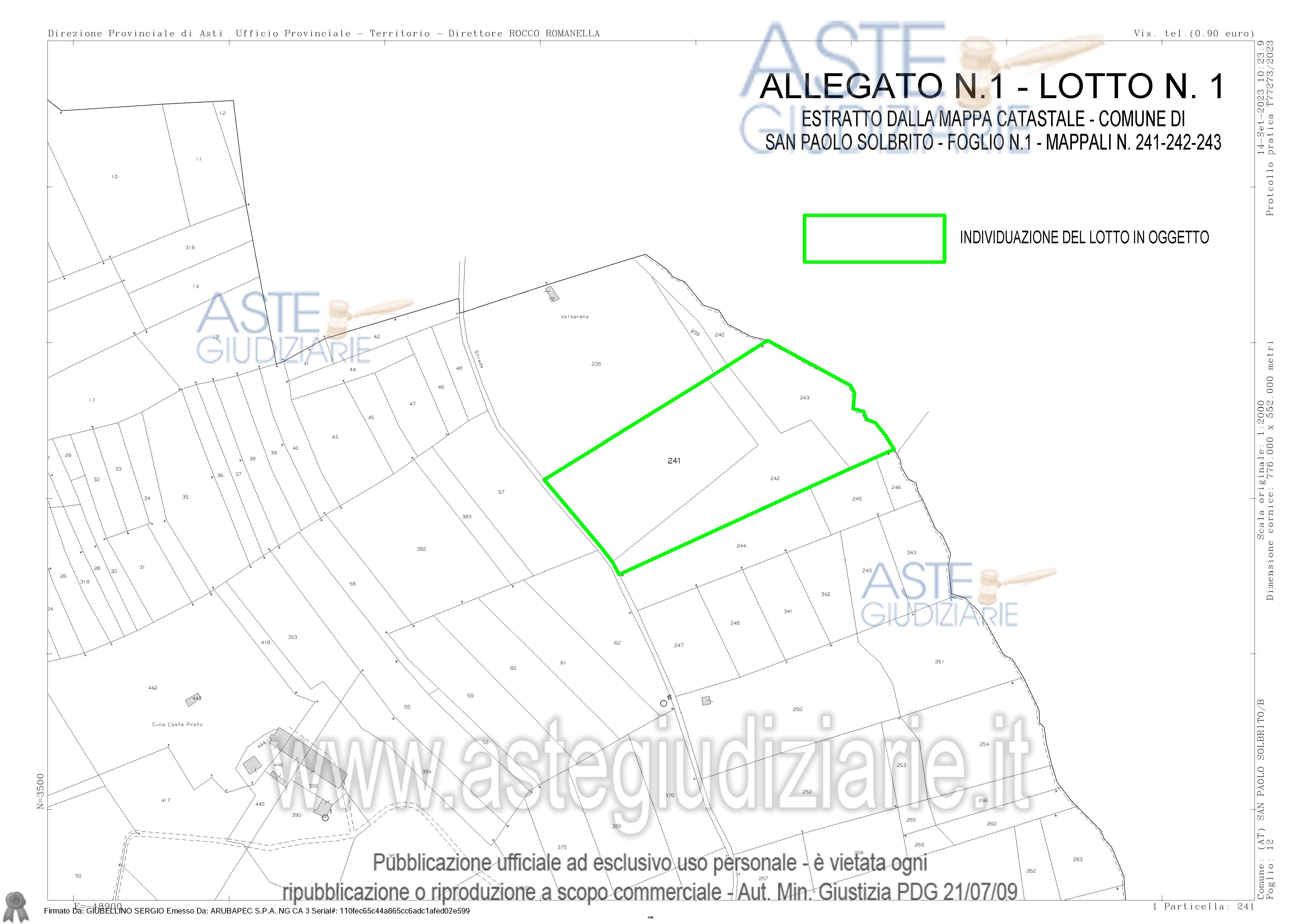 Planimetria del bene