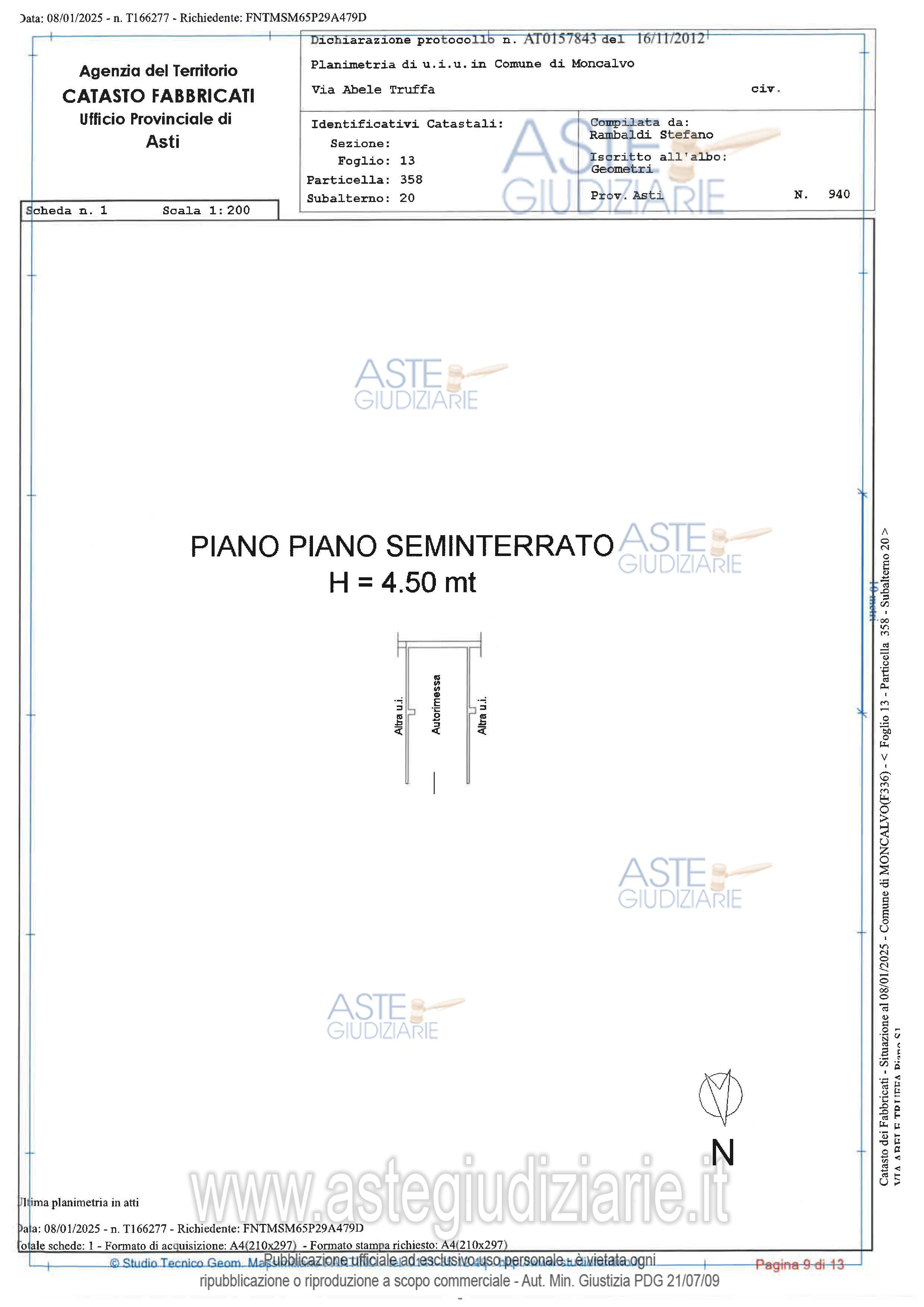 Planimetria del bene