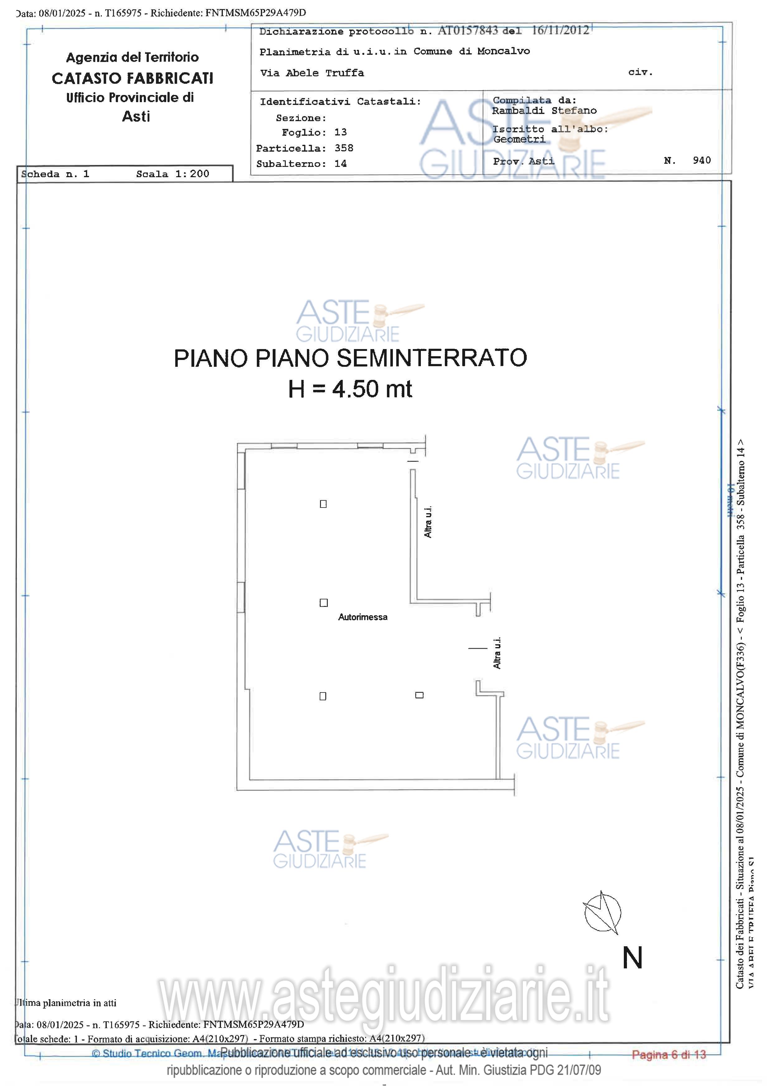 Planimetria del bene