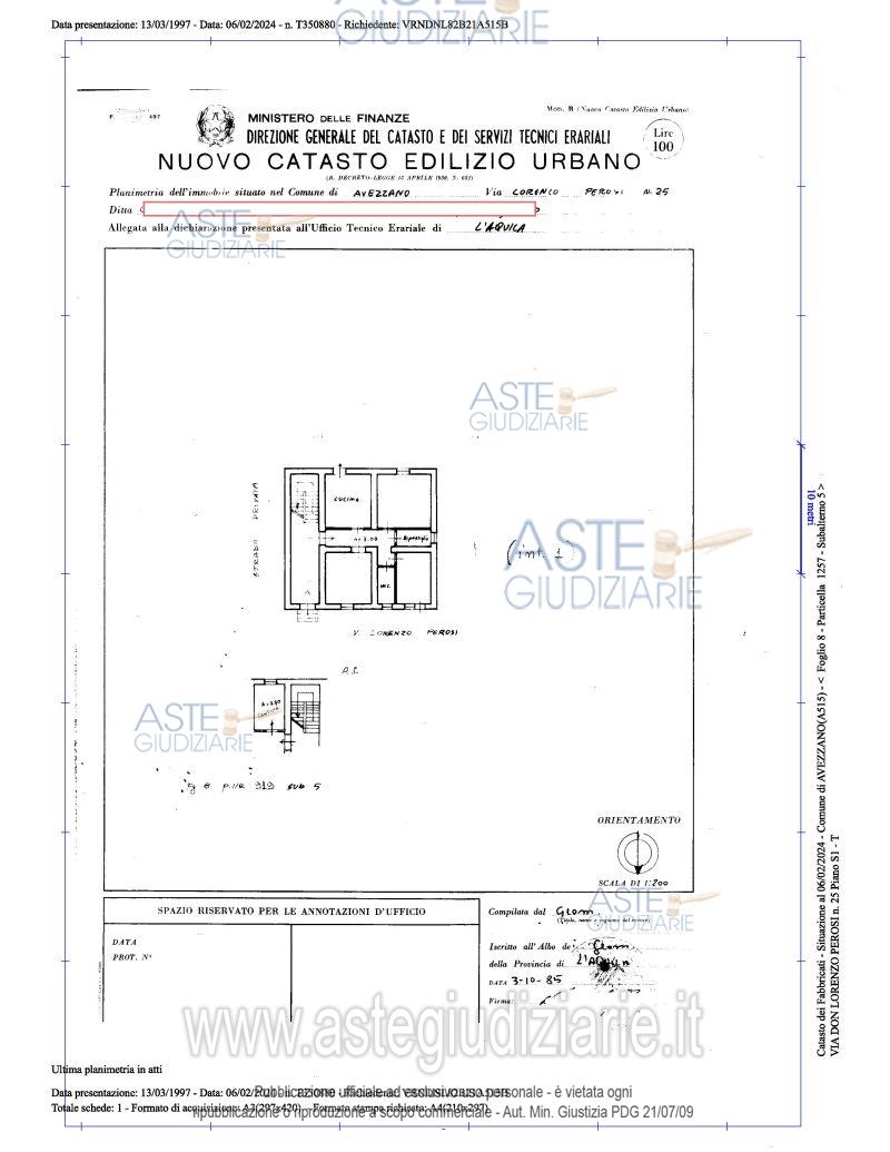 Planimetria del bene