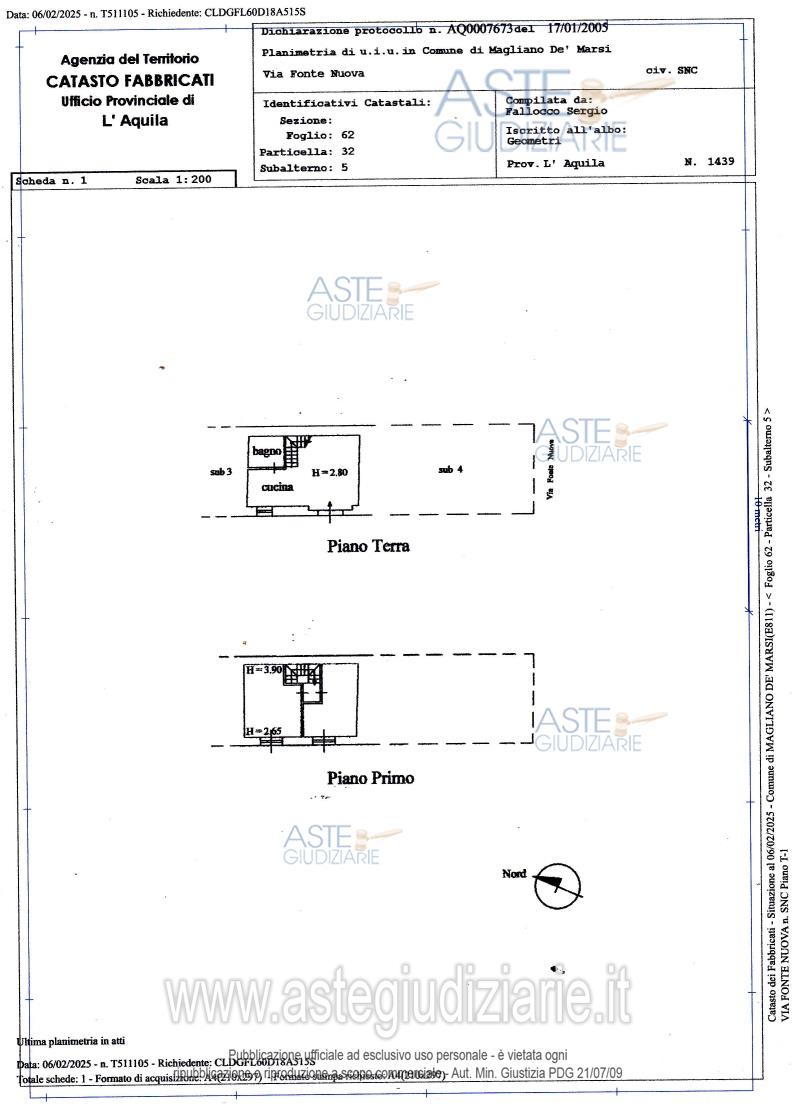 Planimetria del bene
