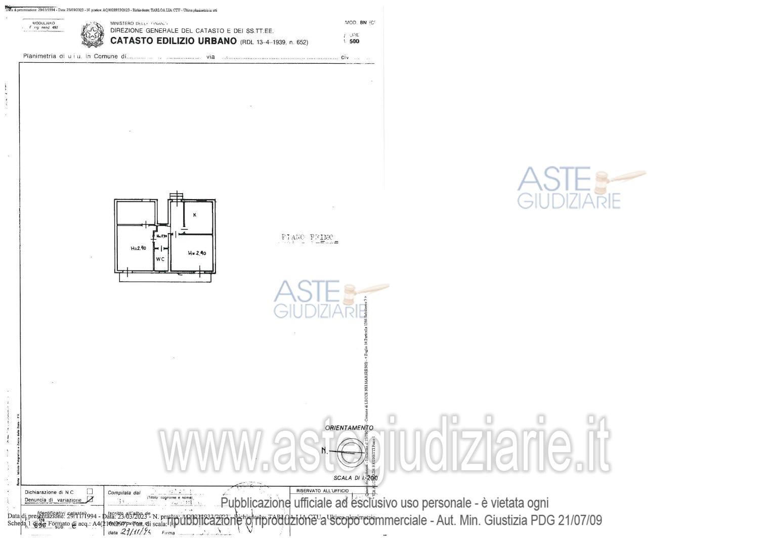 Planimetria del bene