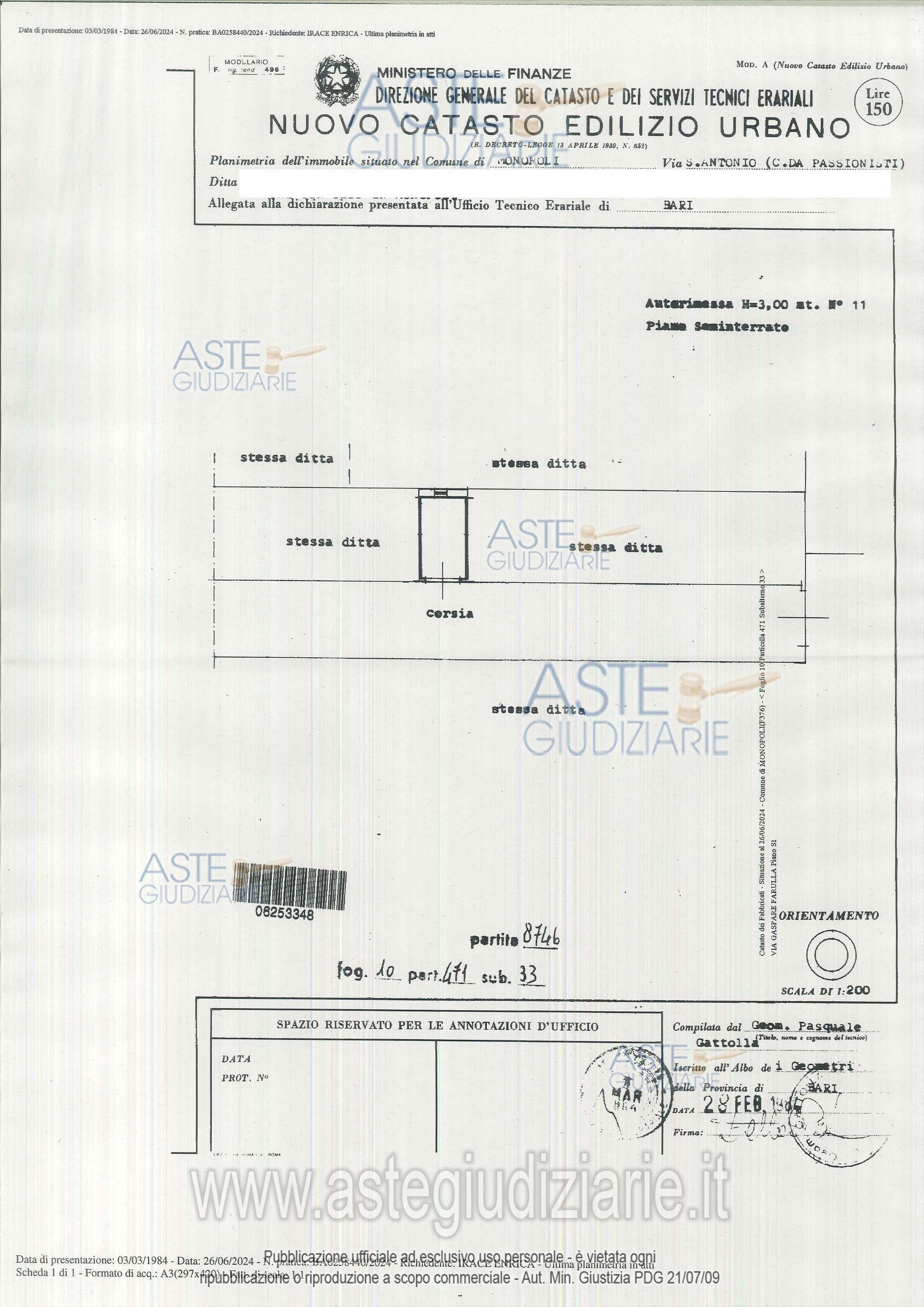 Planimetria del bene