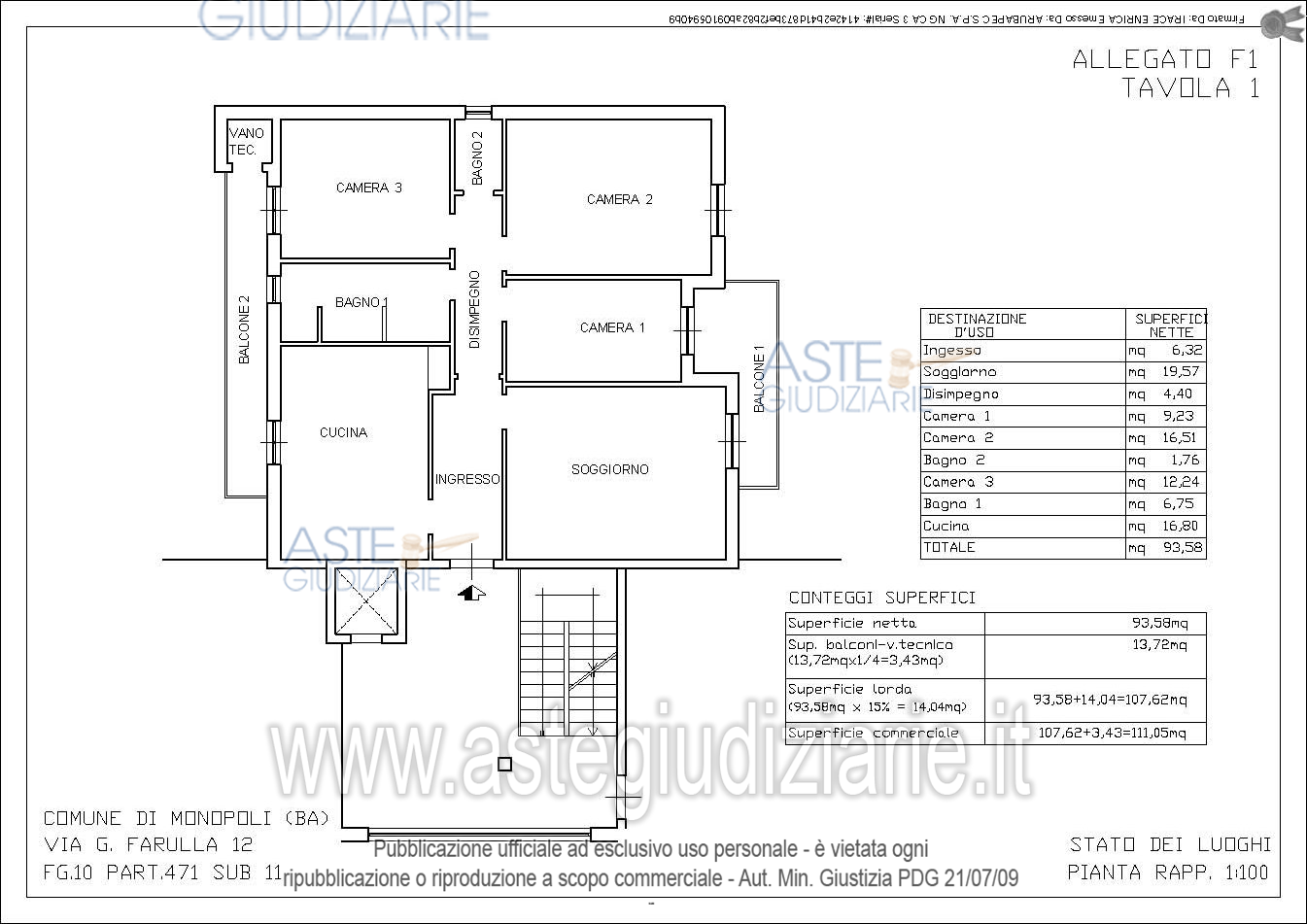 Planimetria del bene