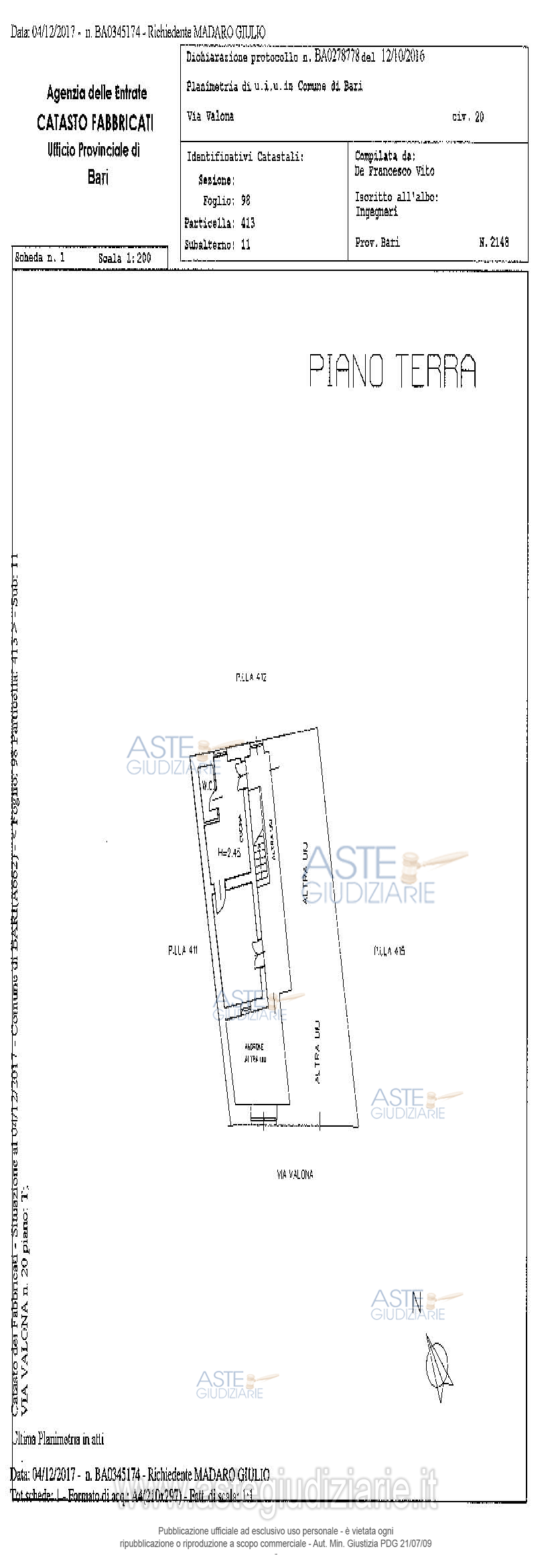 Planimetria del bene