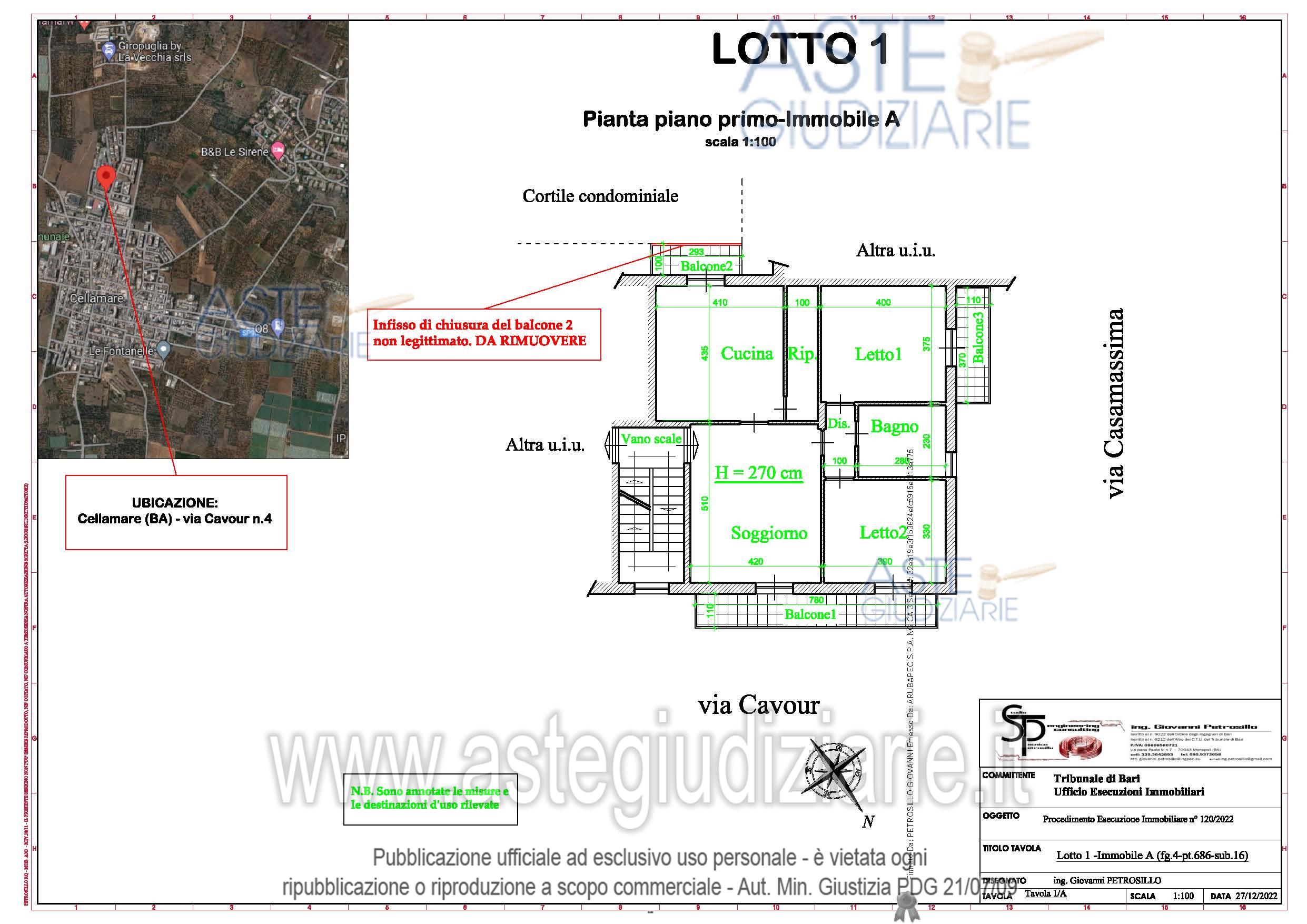 Planimetria del bene