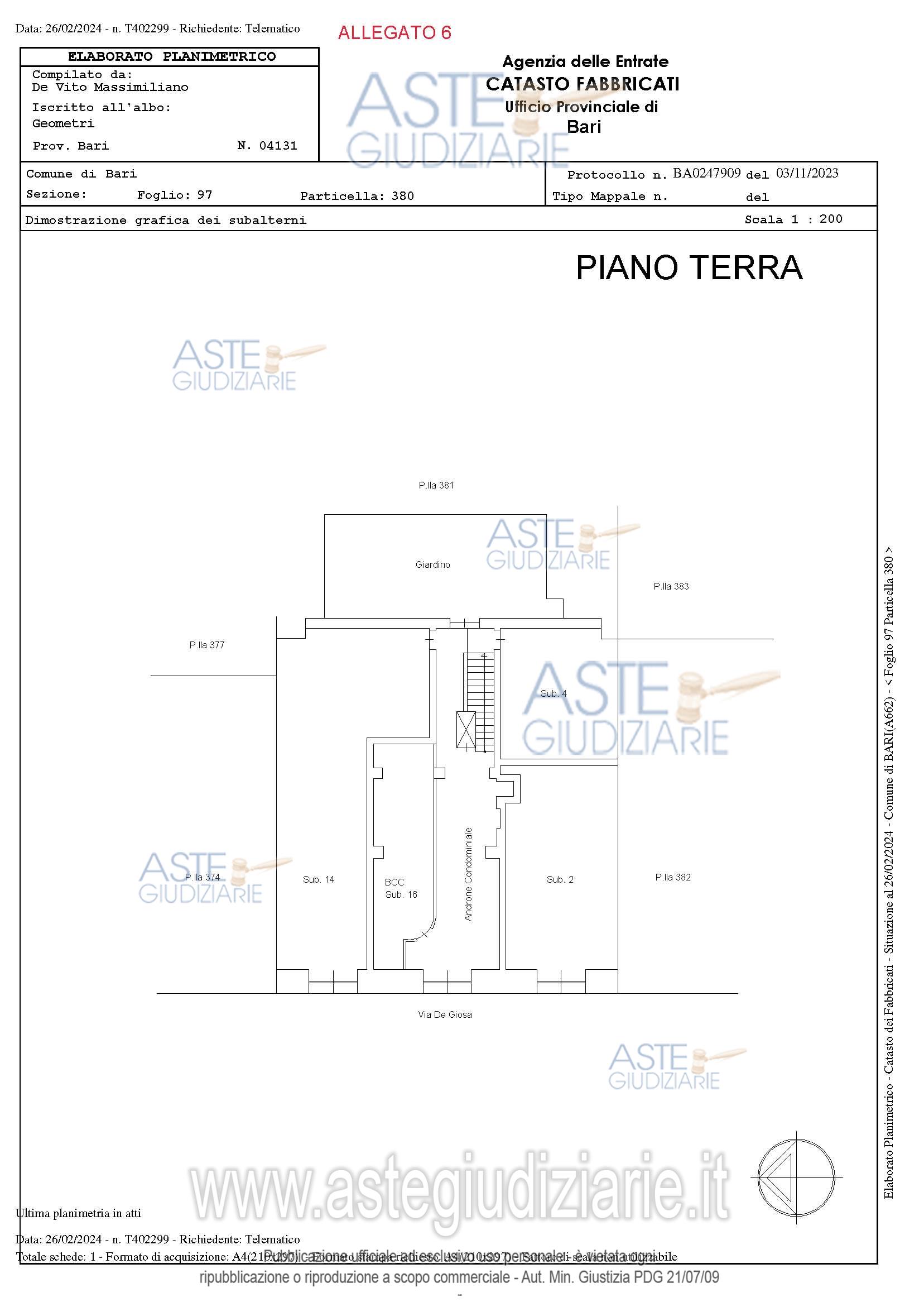 Planimetria del bene