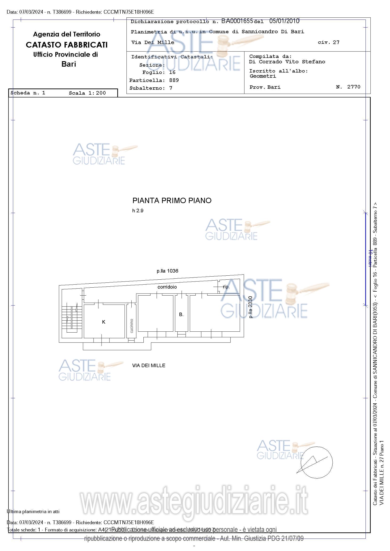 Planimetria del bene