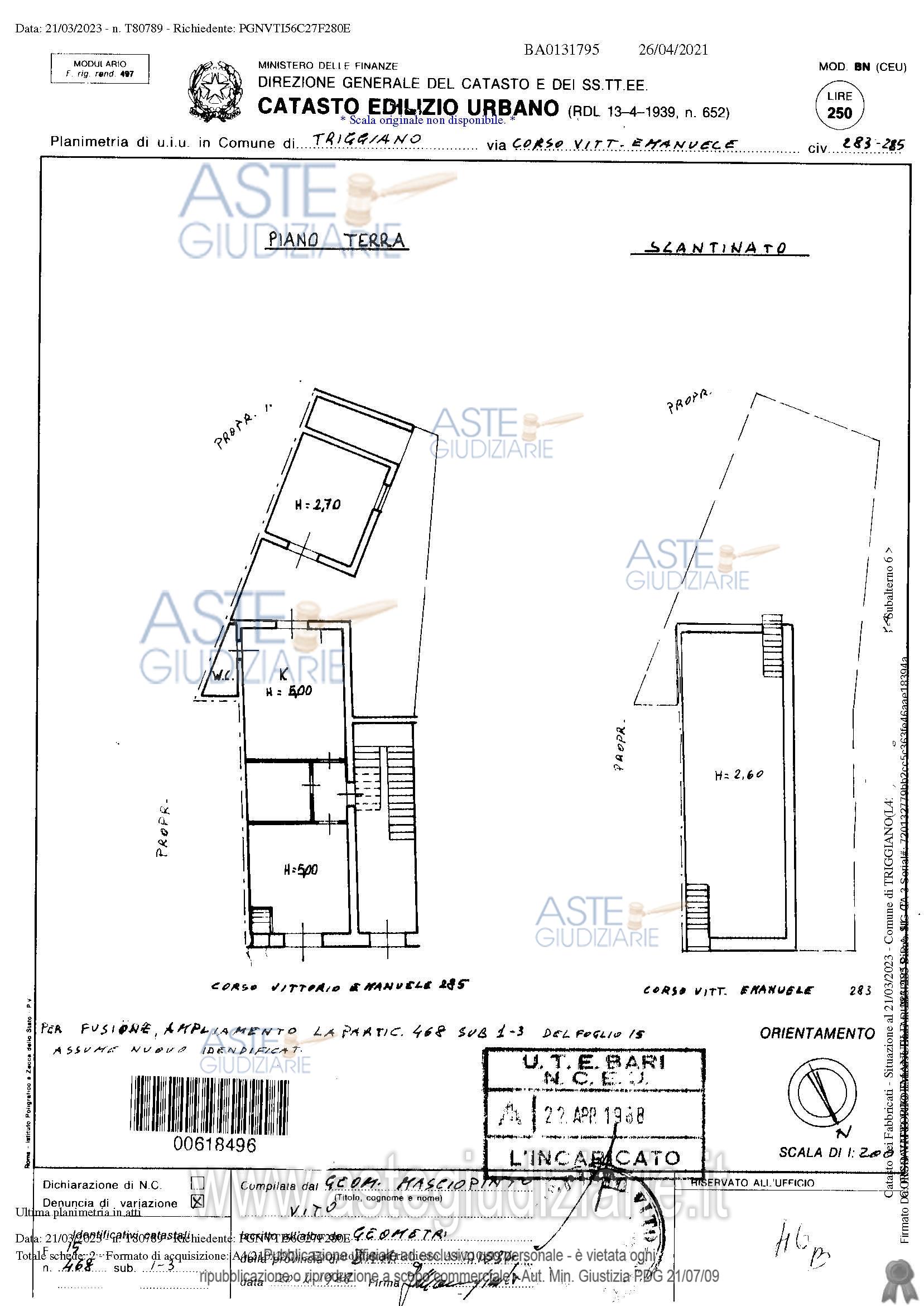 Planimetria del bene