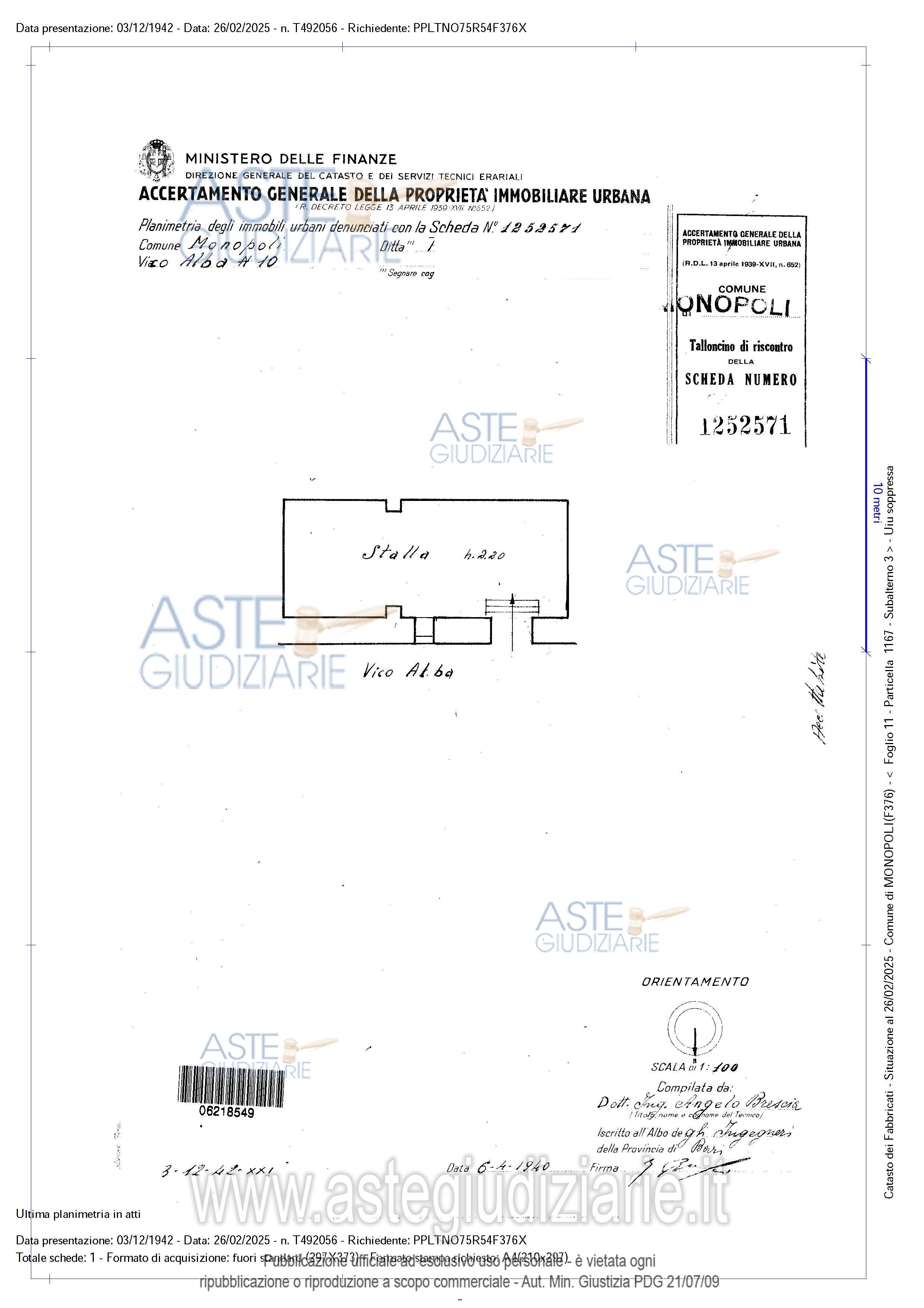 Planimetria del bene
