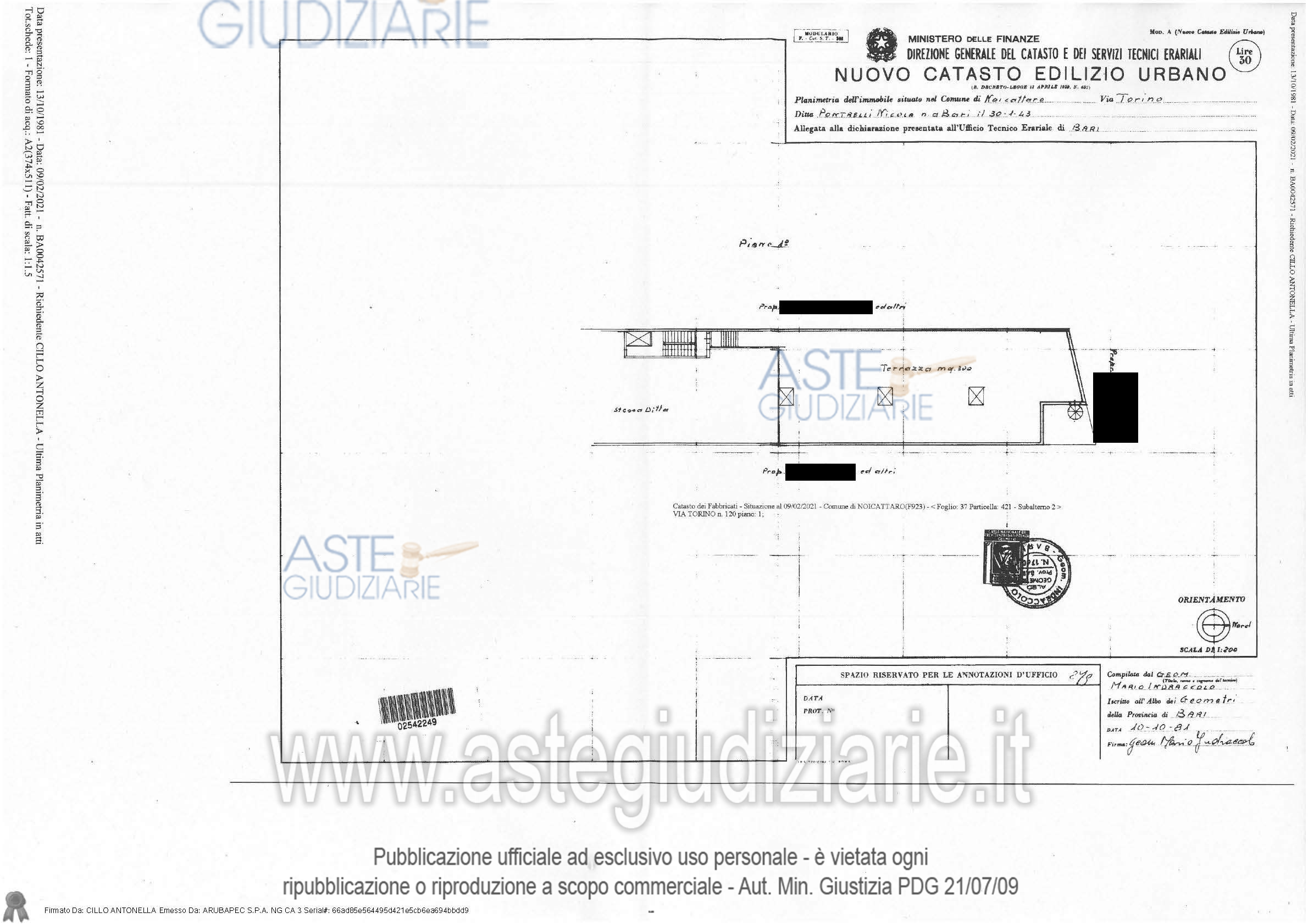 Planimetria del bene