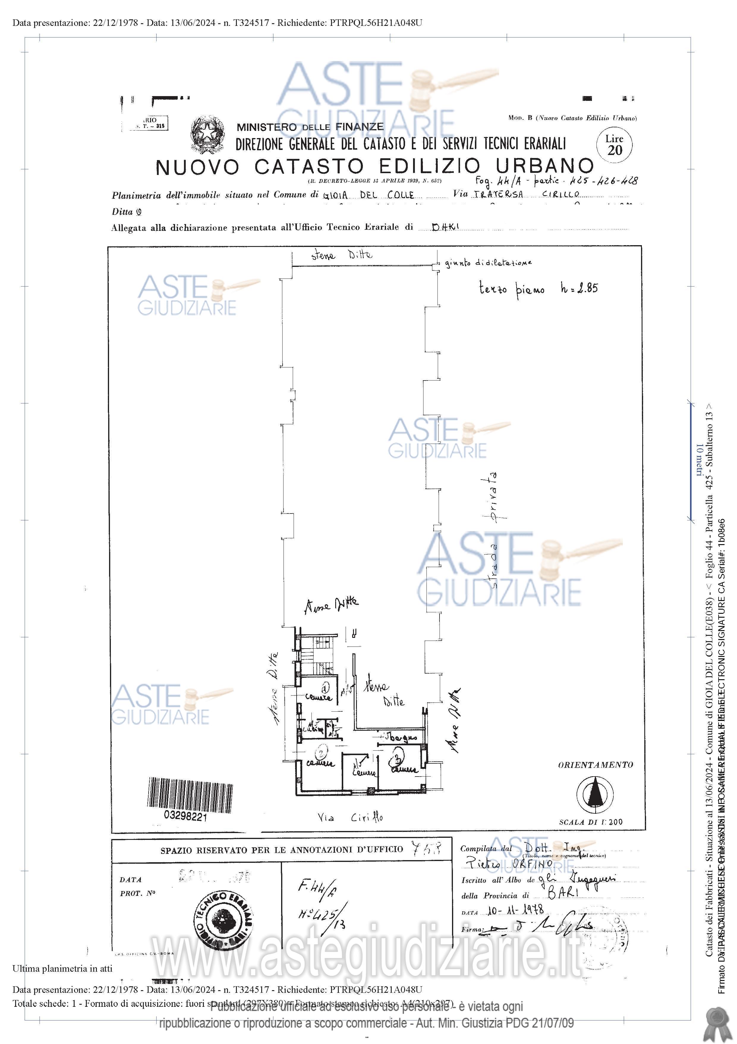 Planimetria del bene