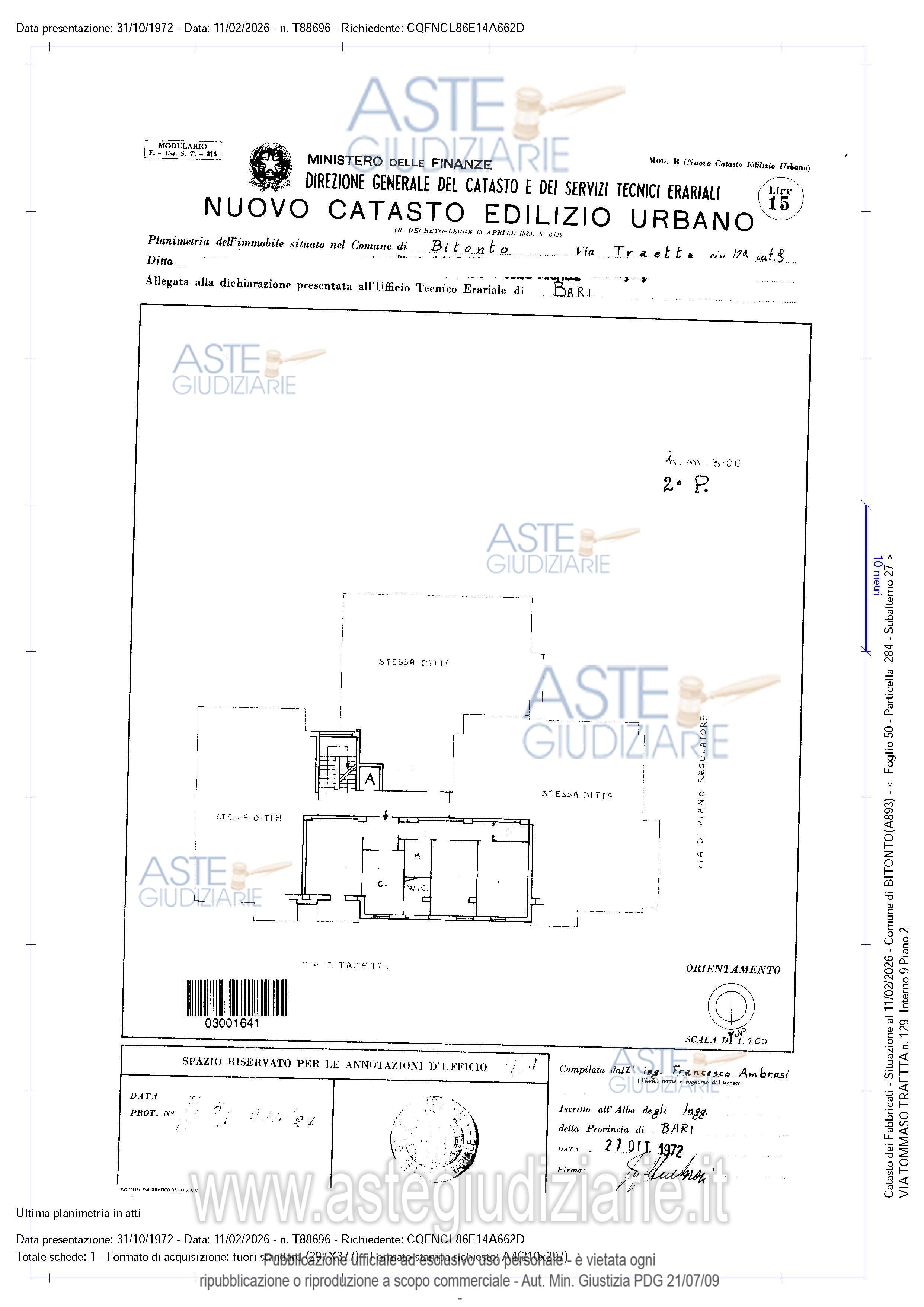 Planimetria del bene