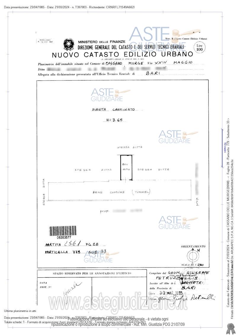 Planimetria del bene