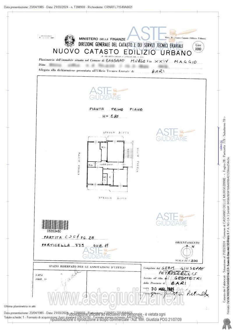 Planimetria del bene