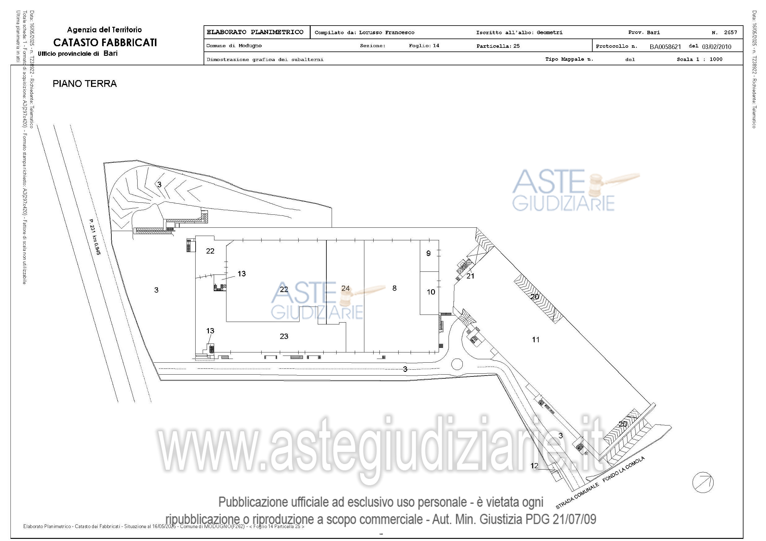 Planimetria del bene