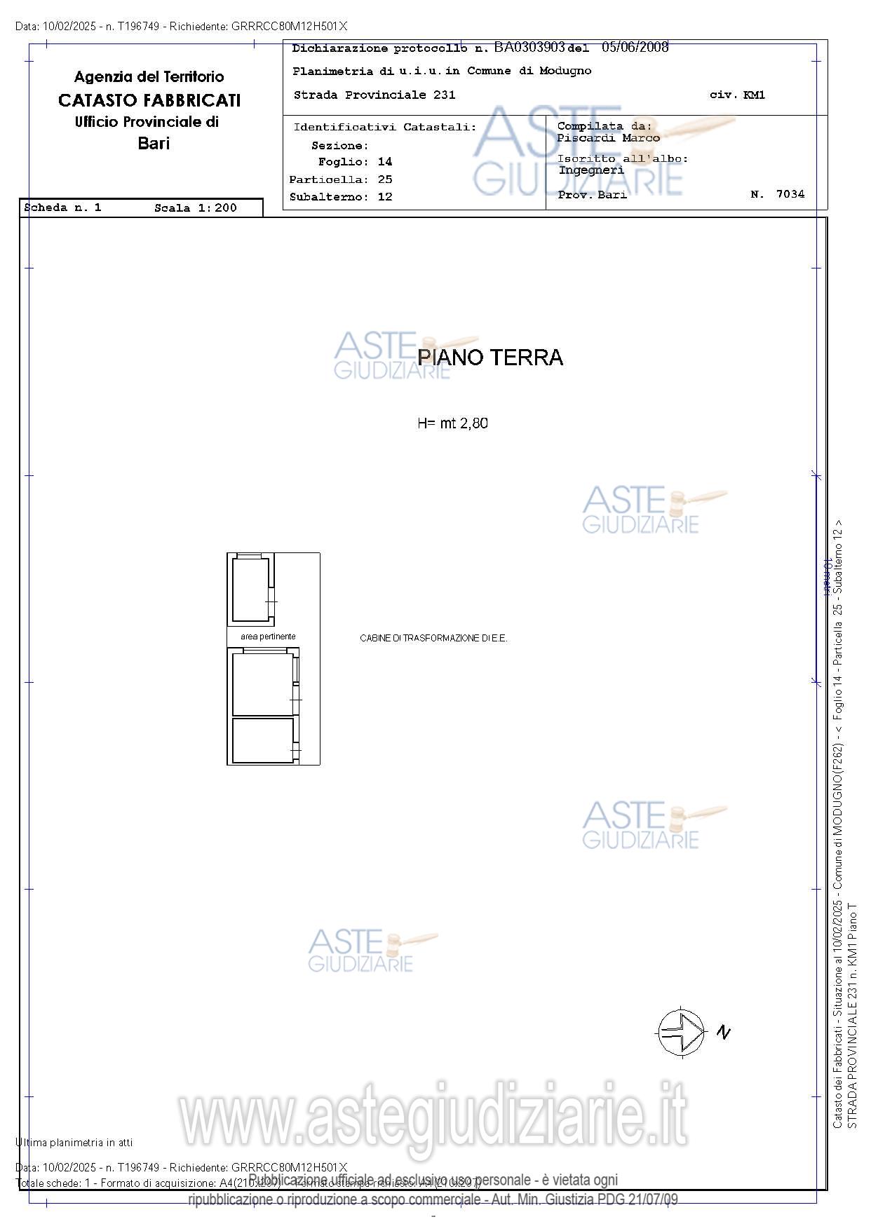 Planimetria del bene